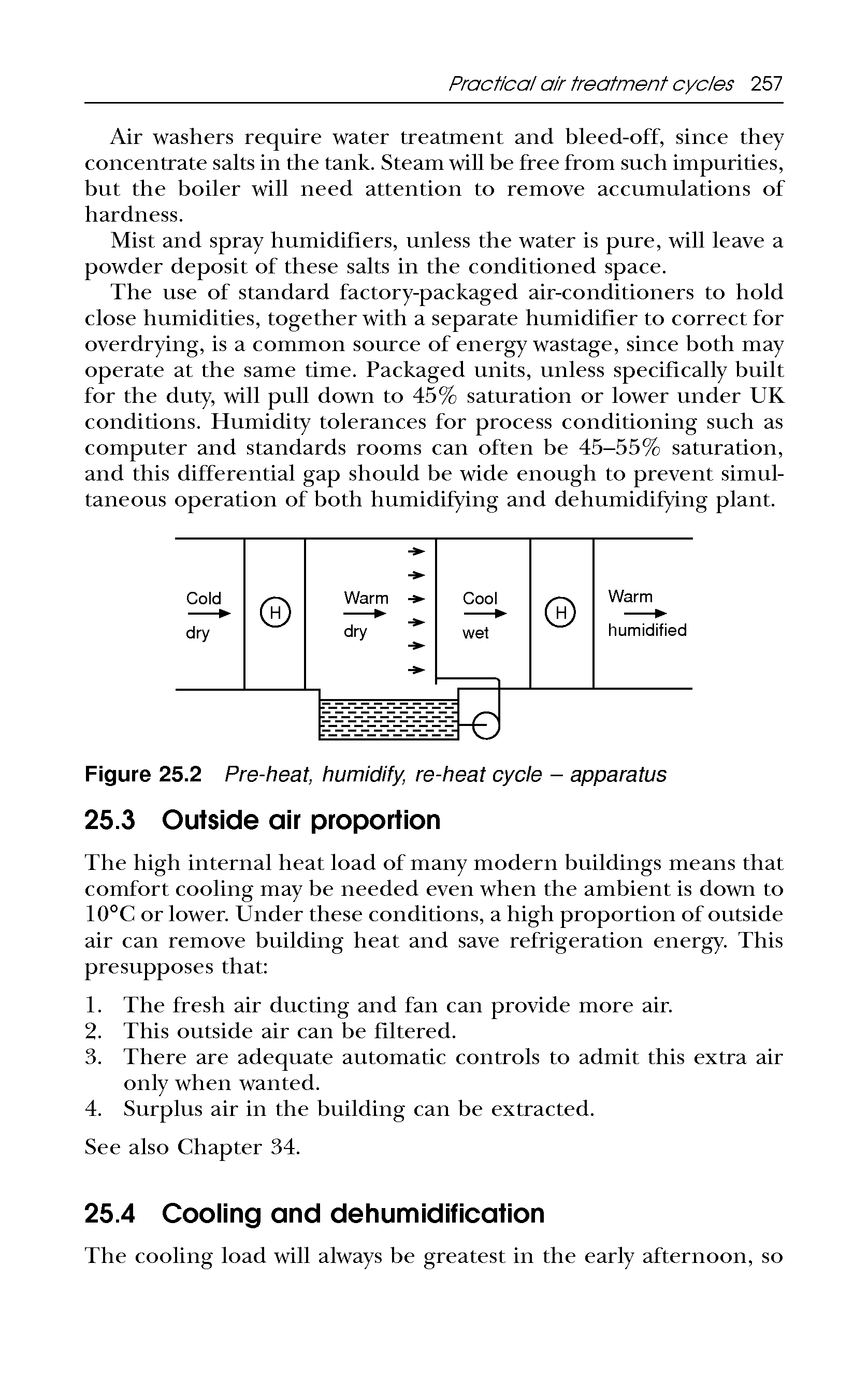 Figure 25.2 Pre-heat, humidify, re-heat cycle - apparatus...