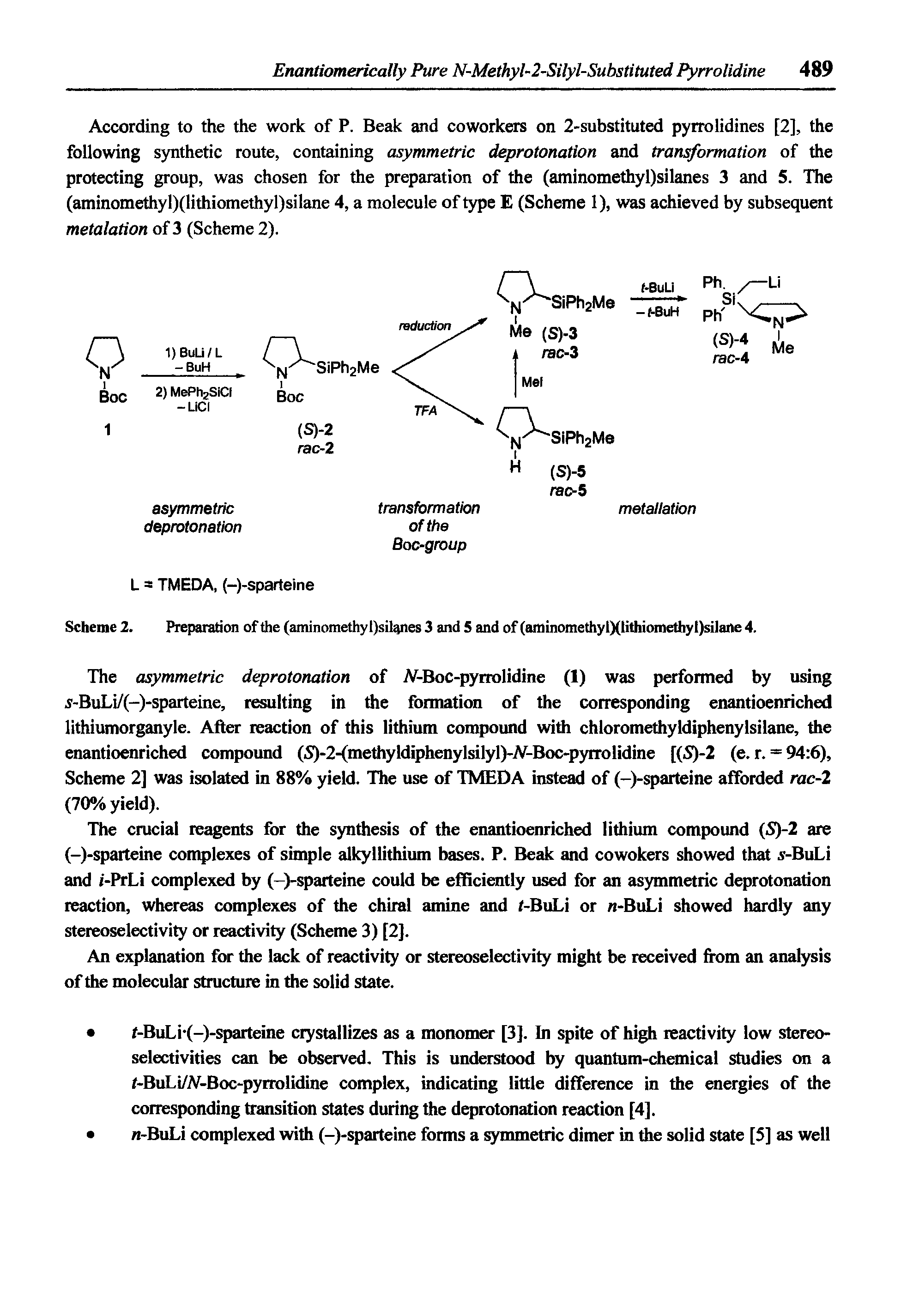 Scheme 2. Preparation of the (aminomethyl)silanes 3 and S and of (aminomethylXlitliioinetbyi)silaAe 4.