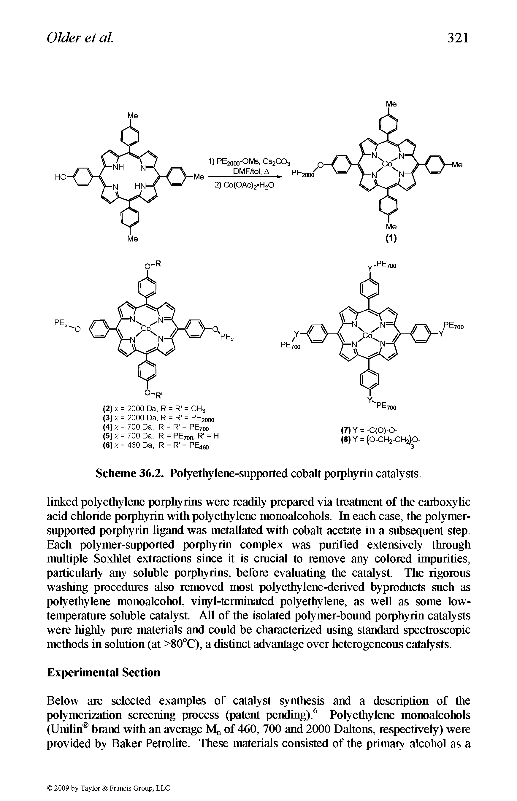 Scheme 36.2. Polyethylene-supported cobalt porphyrin catalysts.