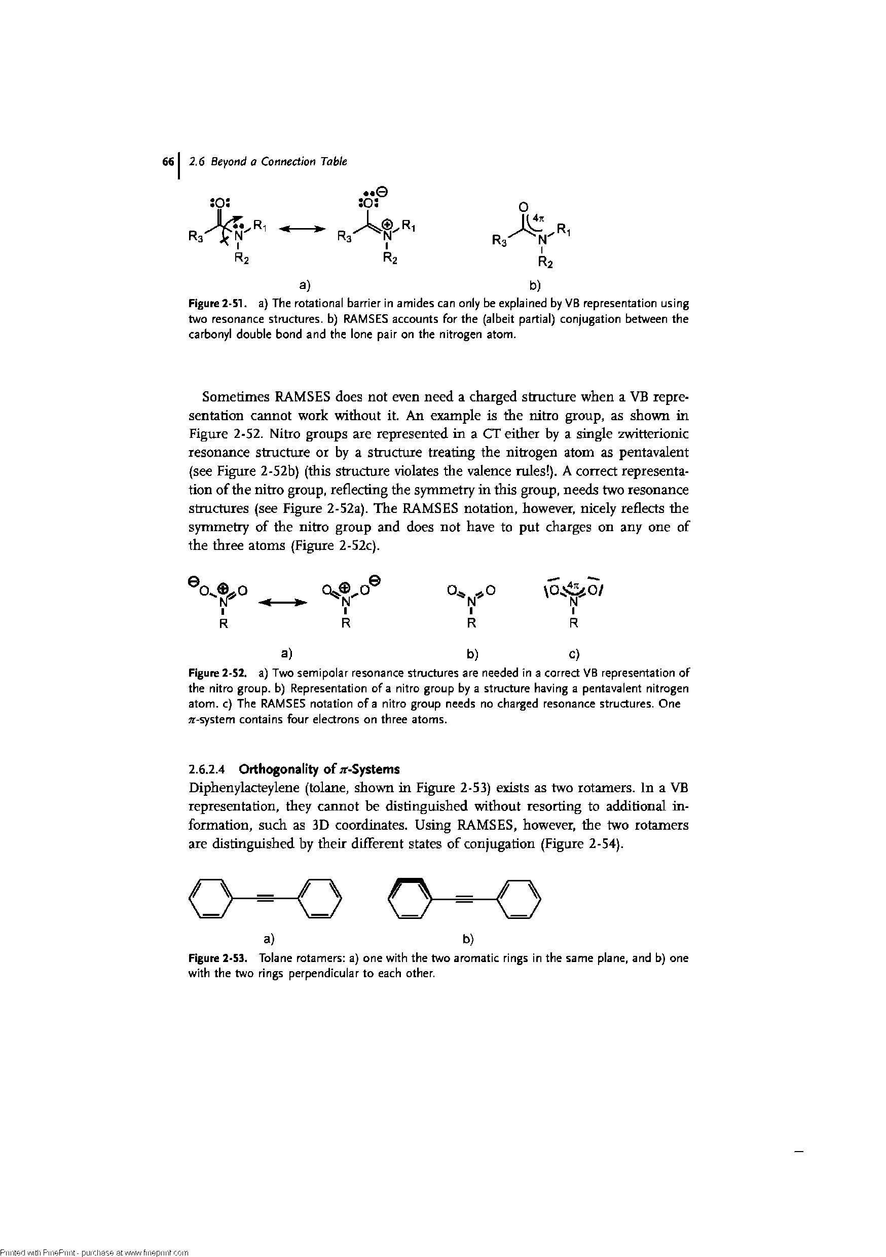Figure 2-53. Tolane rotamers a) one with the two aromatic rings in the same plane, and b) one with the two rings perpendicular to each other.
