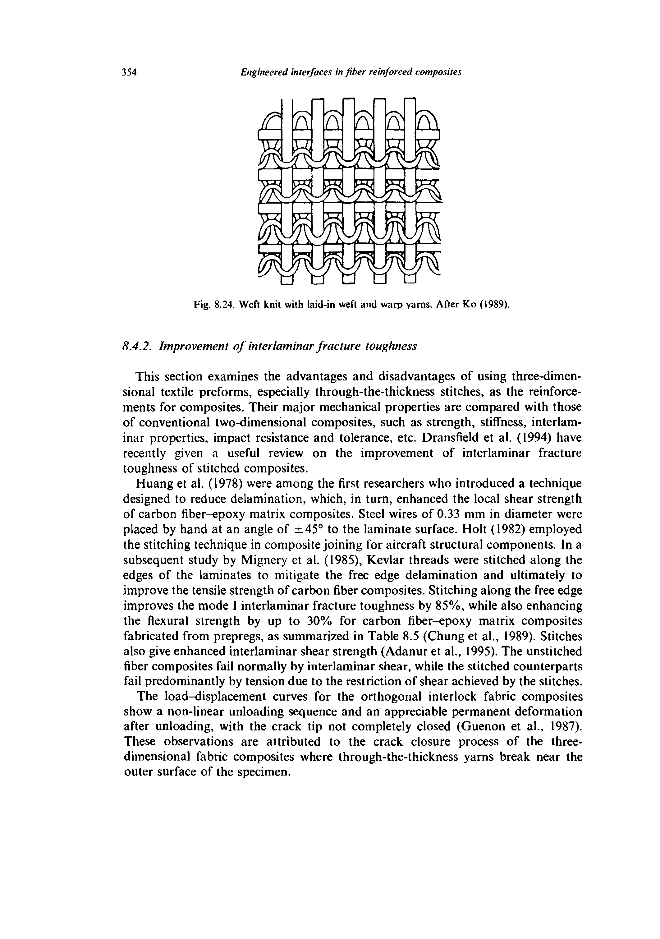 Fig. 8.24. Weft knit with laid-in weft and warp yarns. After Ko (1989).