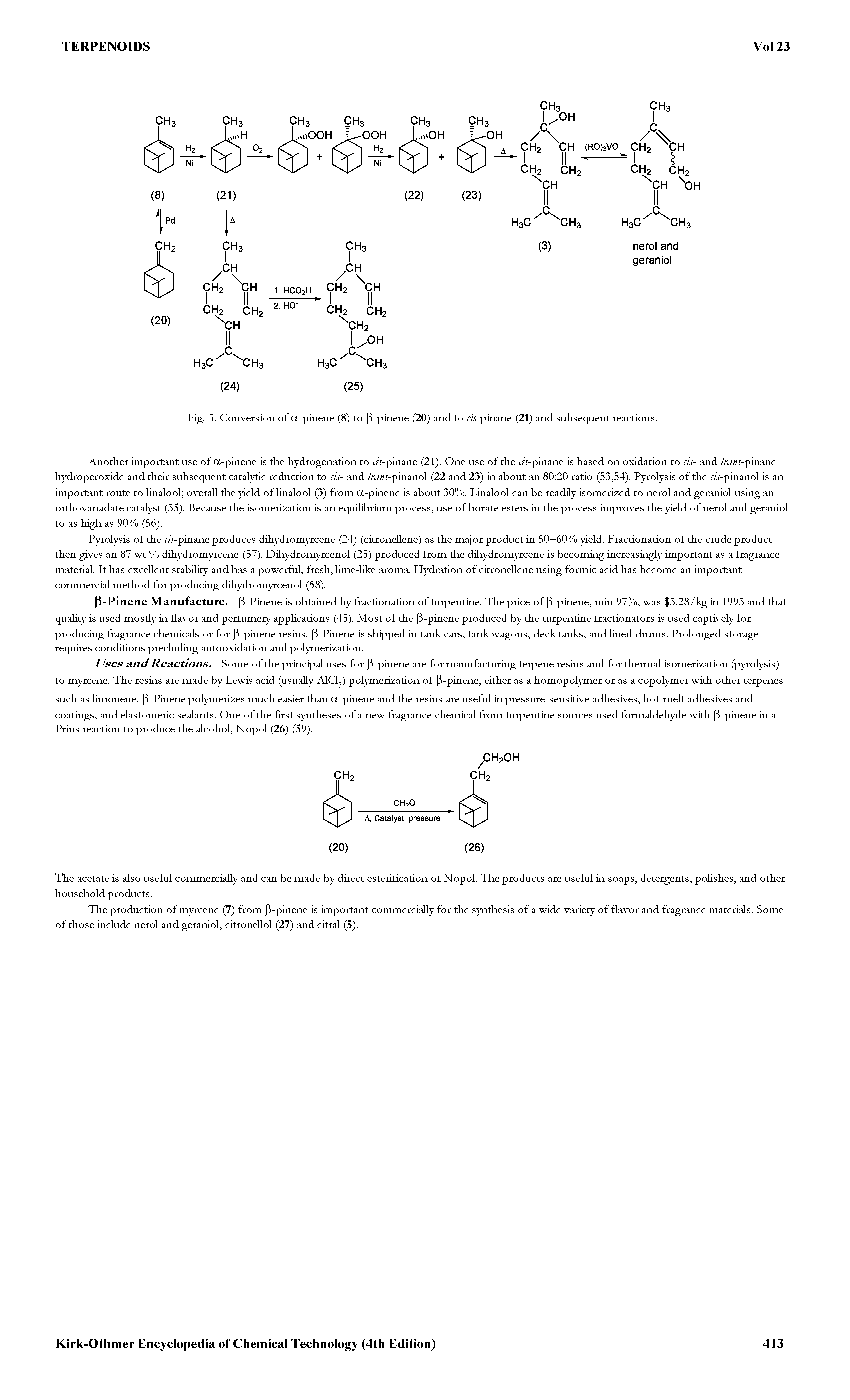 Fig. 3. Conversion of a-pinene (8) to P-pinene (20) and to i j -pinane (21) and subsequent reactions.