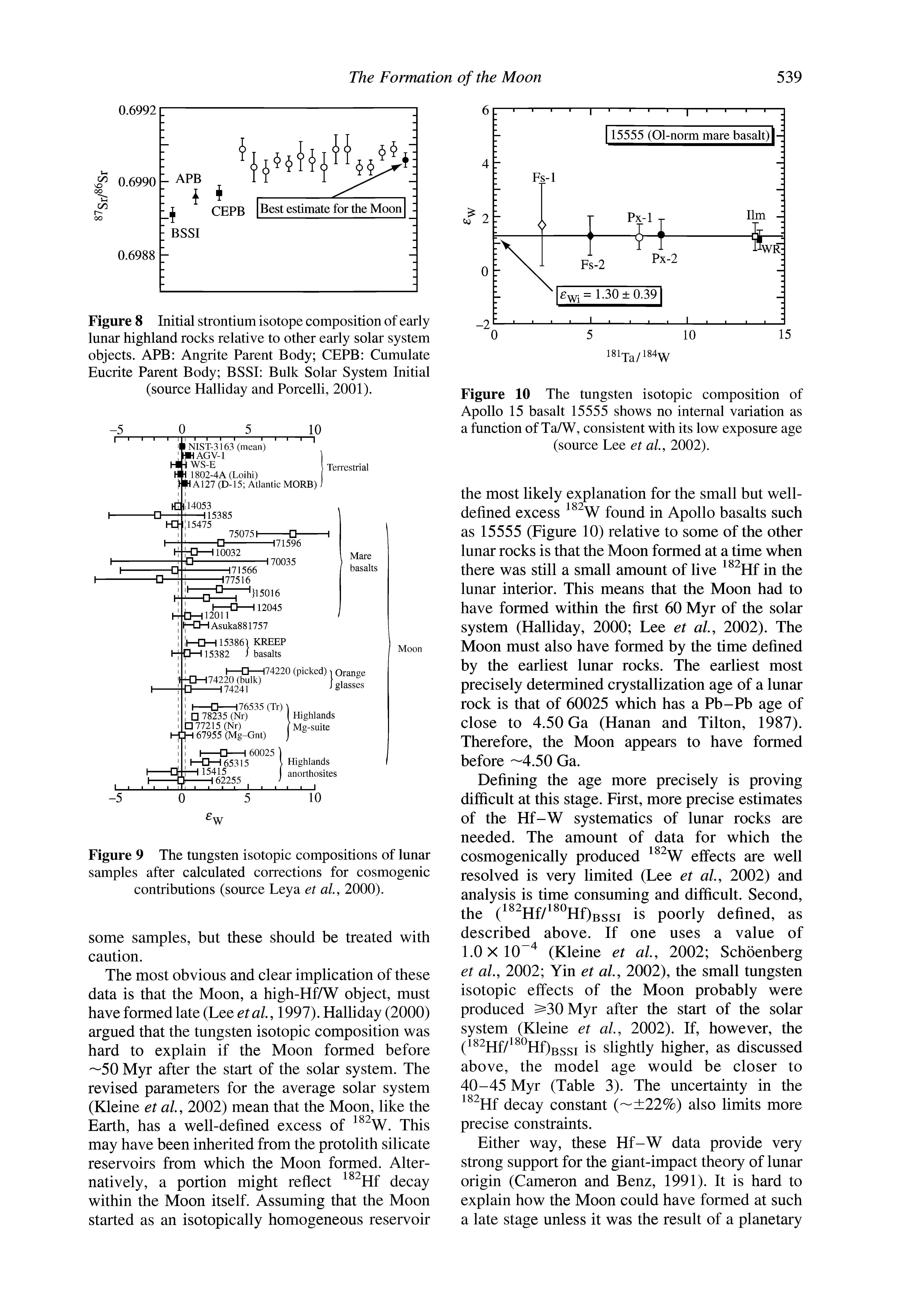 Figure 9 The tungsten isotopic compositions of lunar samples after calculated corrections for cosmogenic contributions (source Leya et al, 2000).