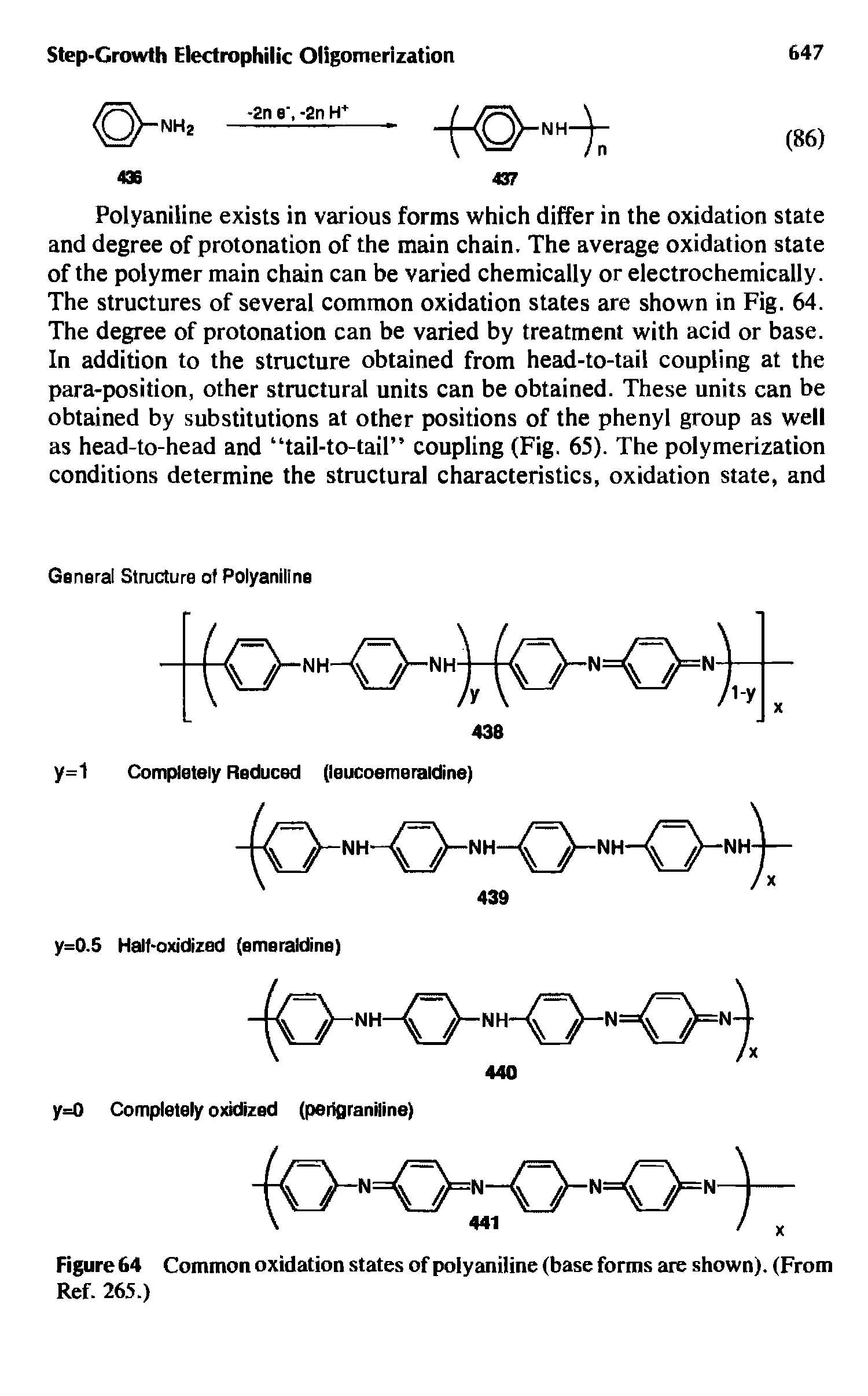 Figure 64 Common oxidation states of poly aniline (base forms are shown). (From Ref. 265.)...