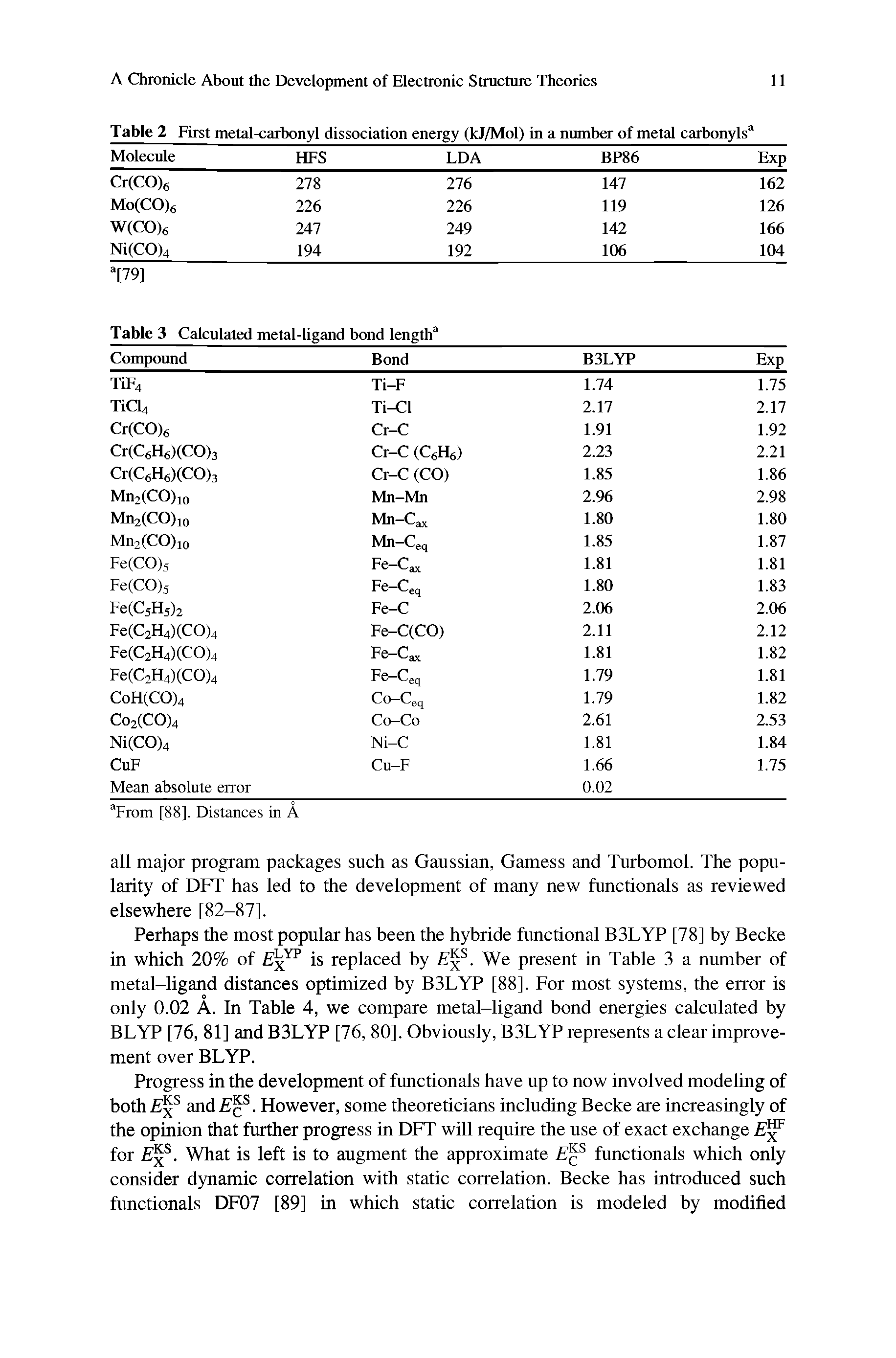 Table 2 First metal-carbonyl dissociation energy (kJ/Mol) in a number of metal carbonyls8...