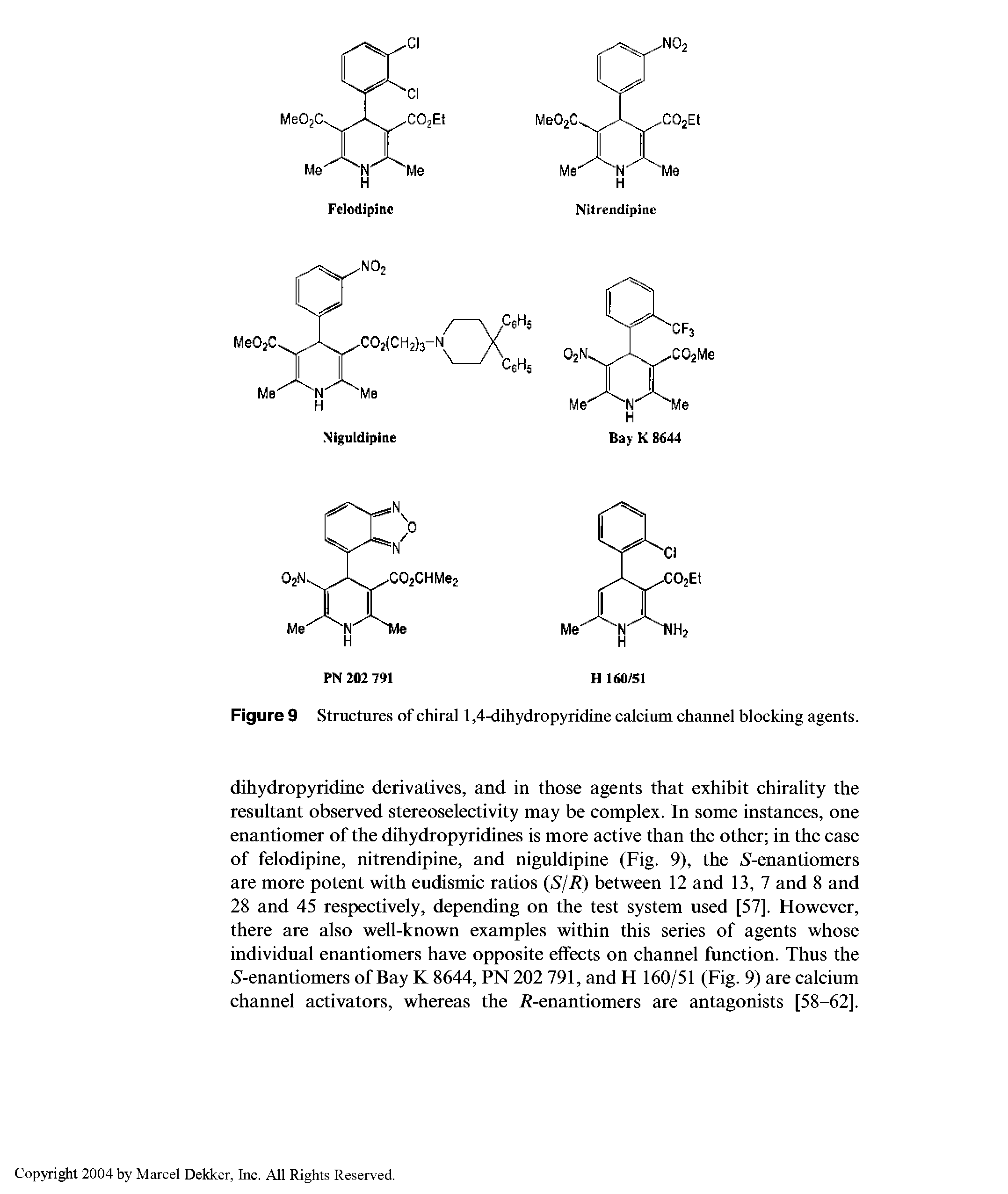 Figure 9 Structures of chiral 1,4-dihydropyridine calcium channel blocking agents.