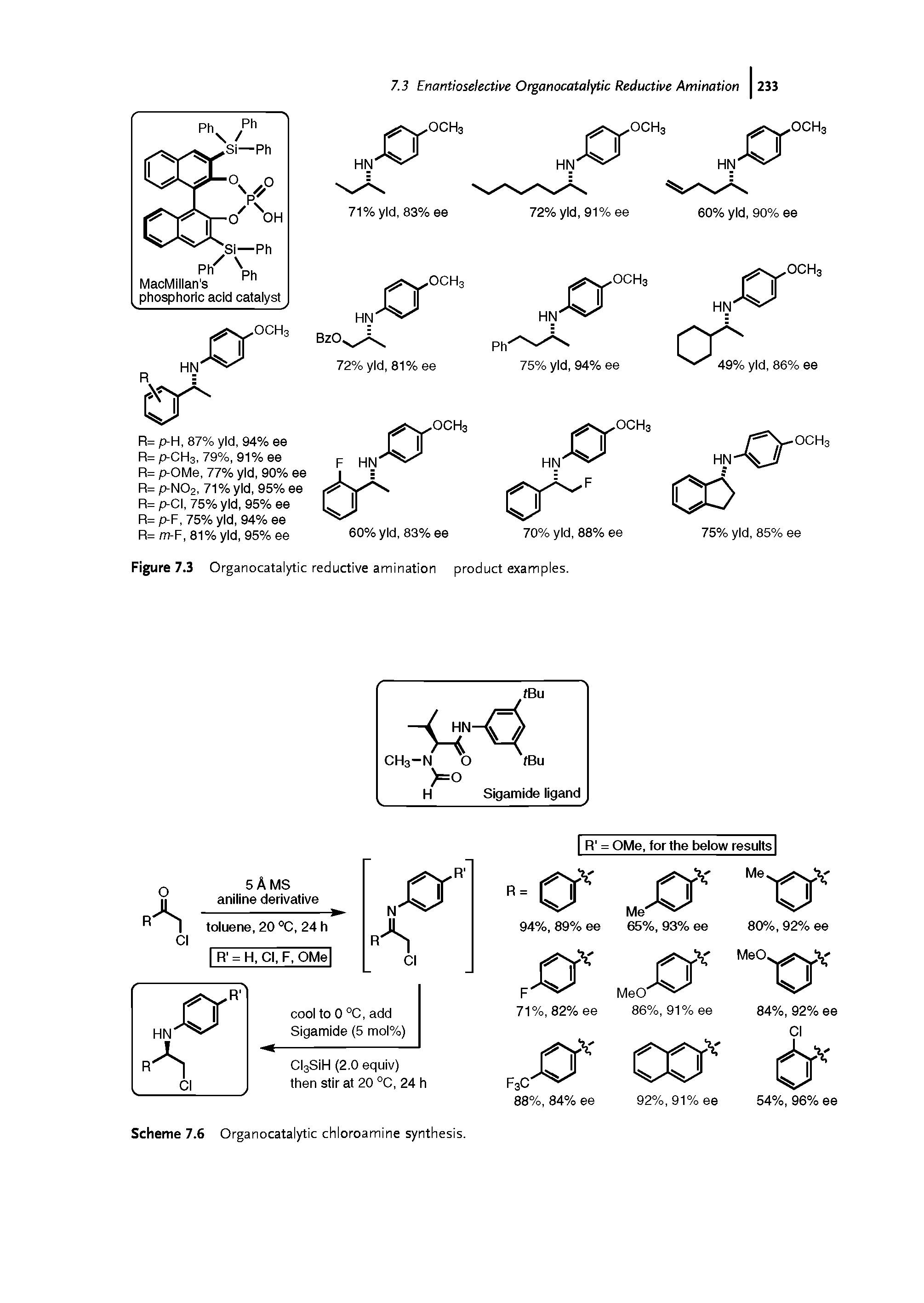 Figure 7.3 Organocatalytic reductive amination product examples.