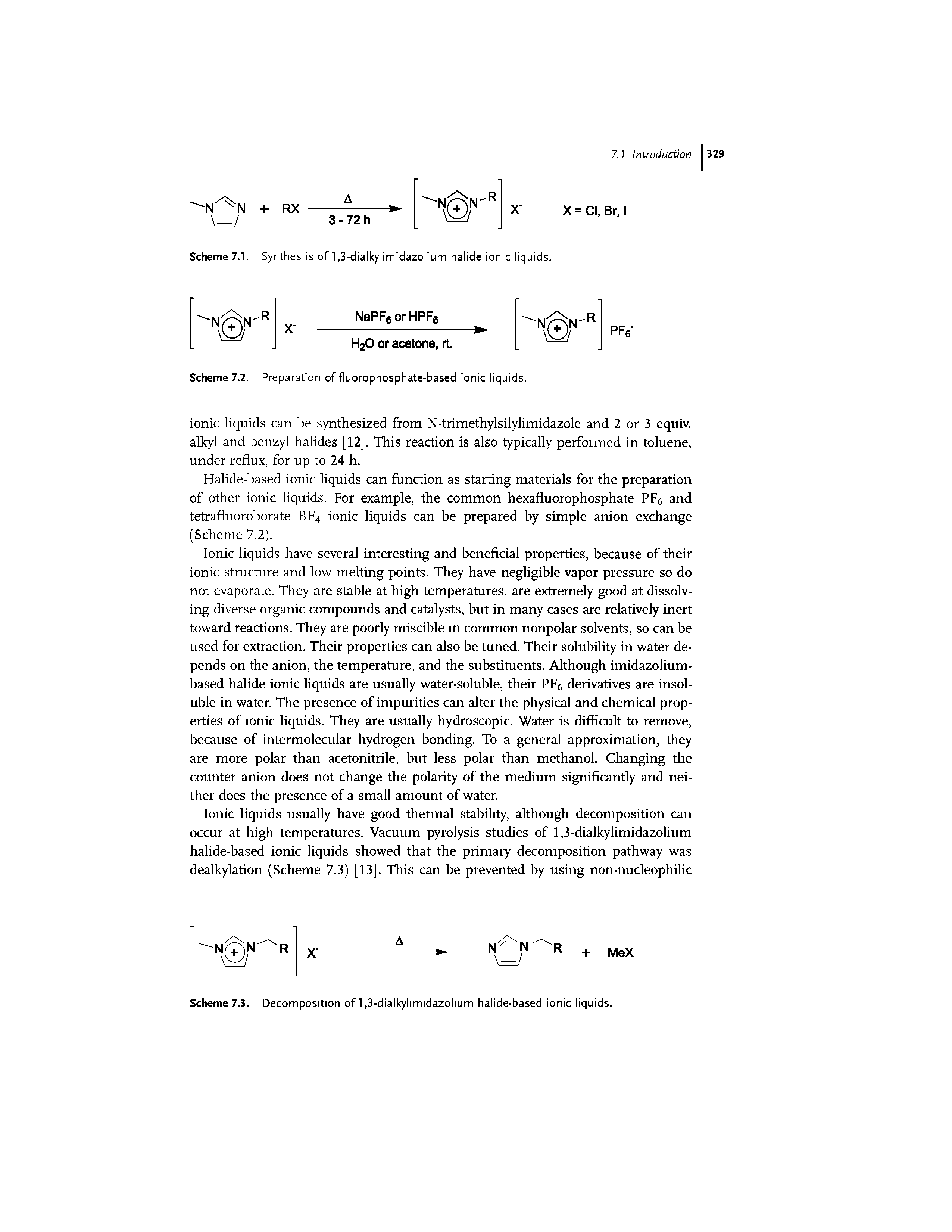 Scheme 7.1. Synthes is of 1,3-diall<ylimidazolium halide ionic liquids.