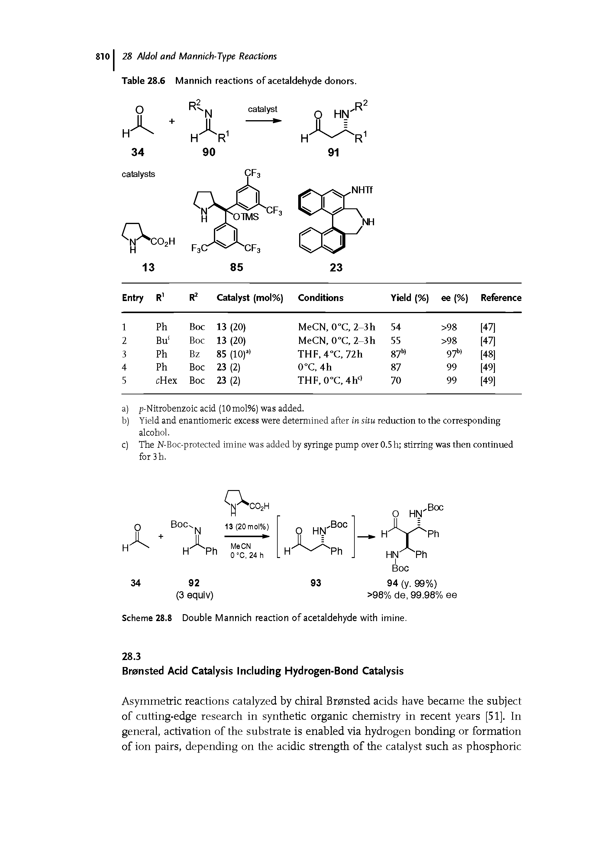 Scheme 28.8 Double Mannich reaction of acetaldehyde with imine.