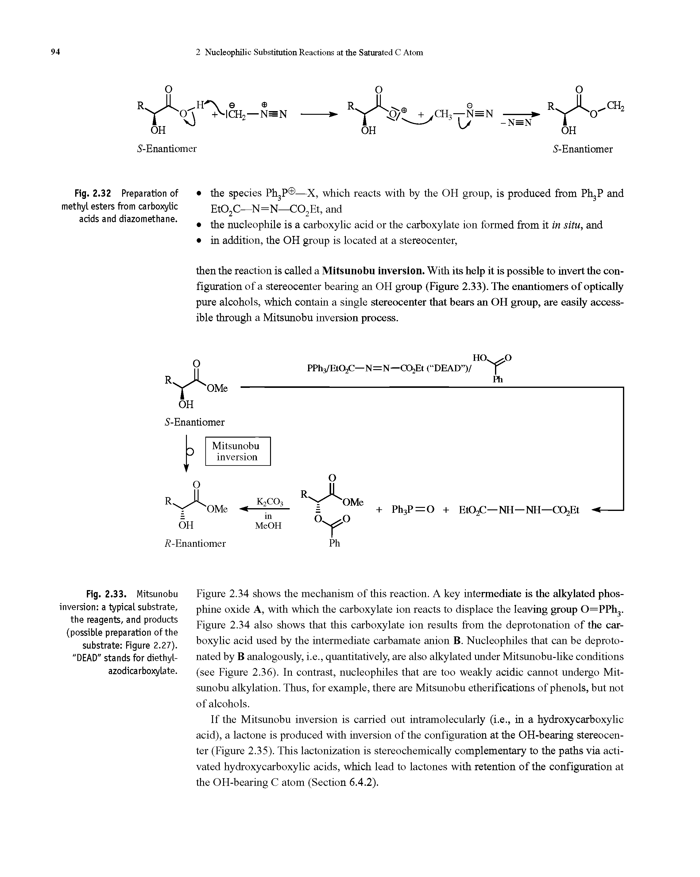 Fig. 2.32 Preparation of methyl esters from carboxylic acids and diazomethane.