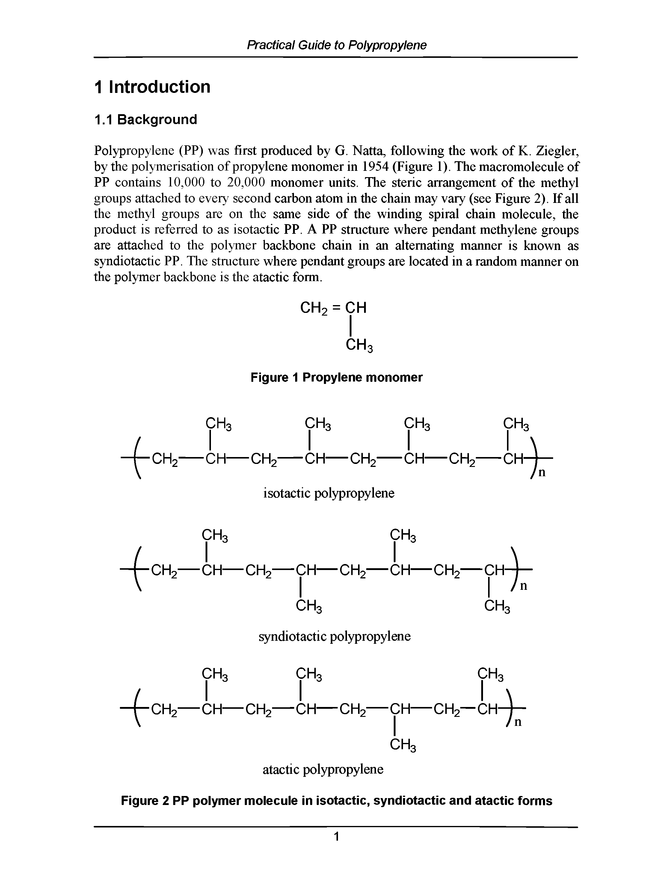 Figure 2 PP poiymer molecule in isotactic, syndiotactic and atactic forms...