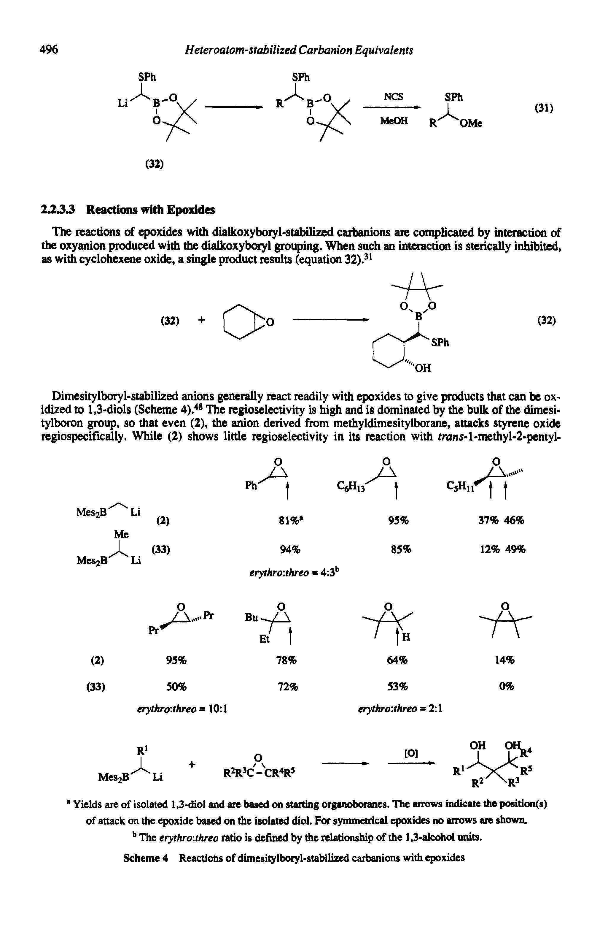 Scheme 4 Reactions of dimesitylboryl-stabilized carbanions with epoxides...
