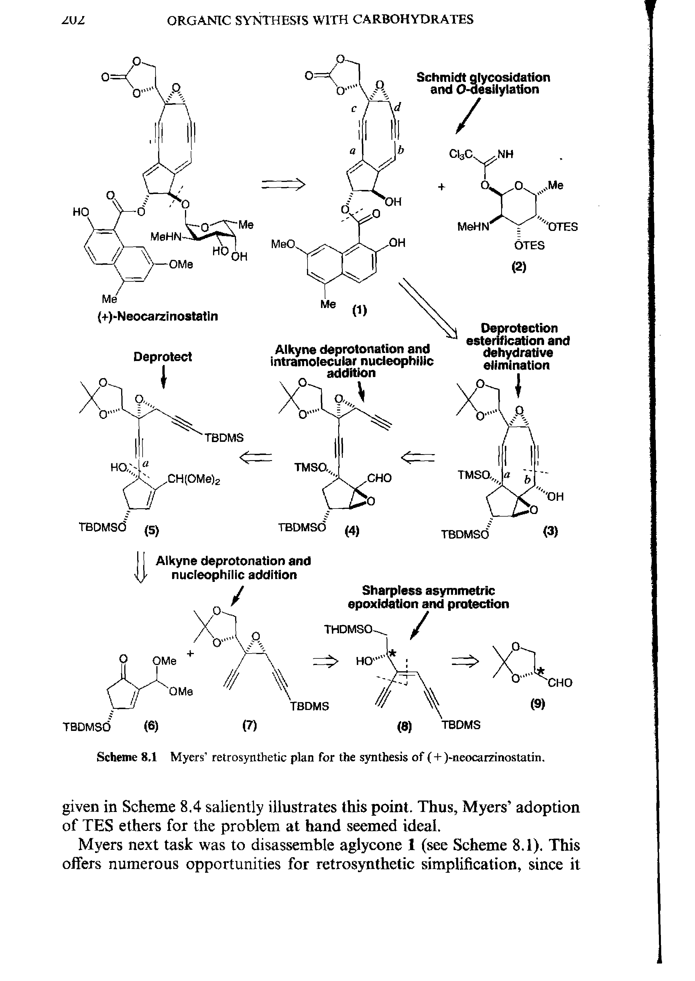 Scheme 8,1 Myers retrosynthetic plan for the synthesis of (+)-neocarzinostatin.