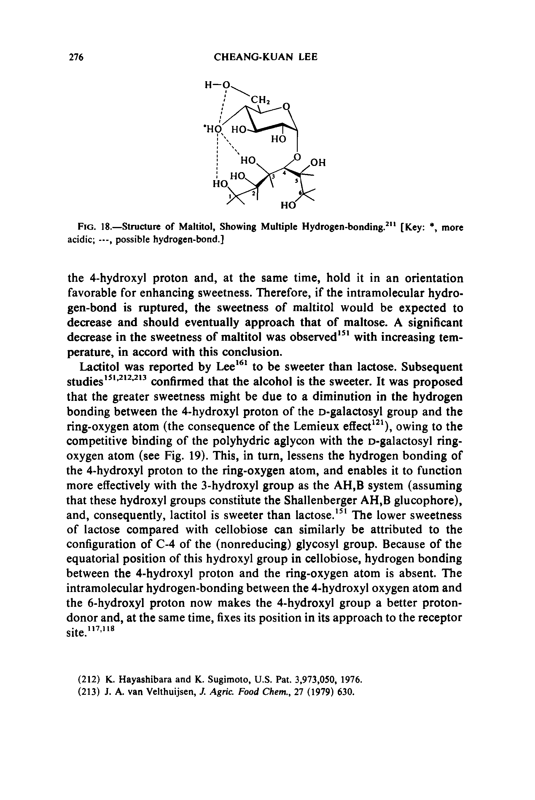 Fig. 18.—Structure of Maltitol, Showing Multiple Hydrogen-bonding. " [Key , more acidic possible hydrogen-bond.]...