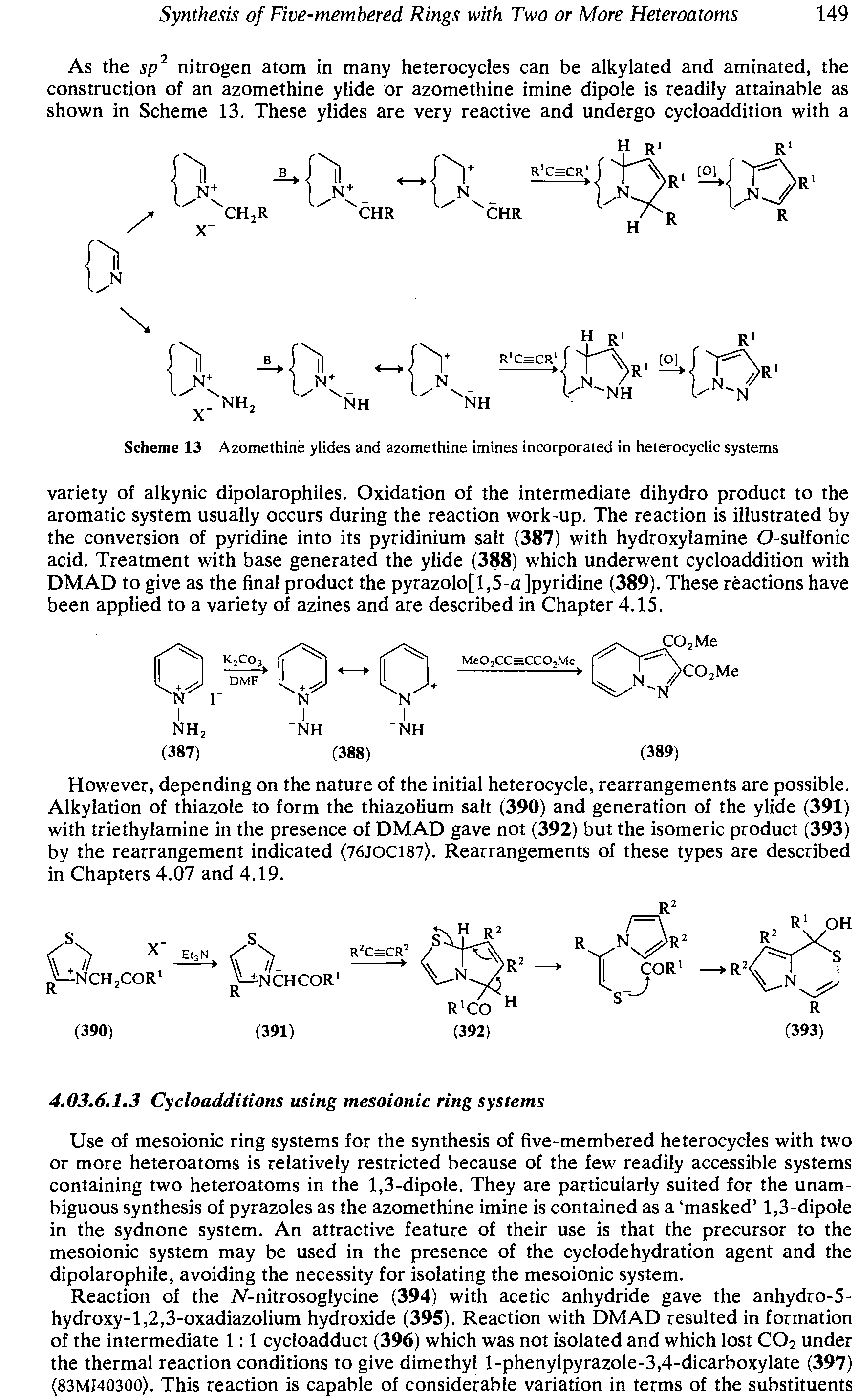Scheme 13 Azomethine ylides and azomethine imines incorporated in heterocyclic systems...