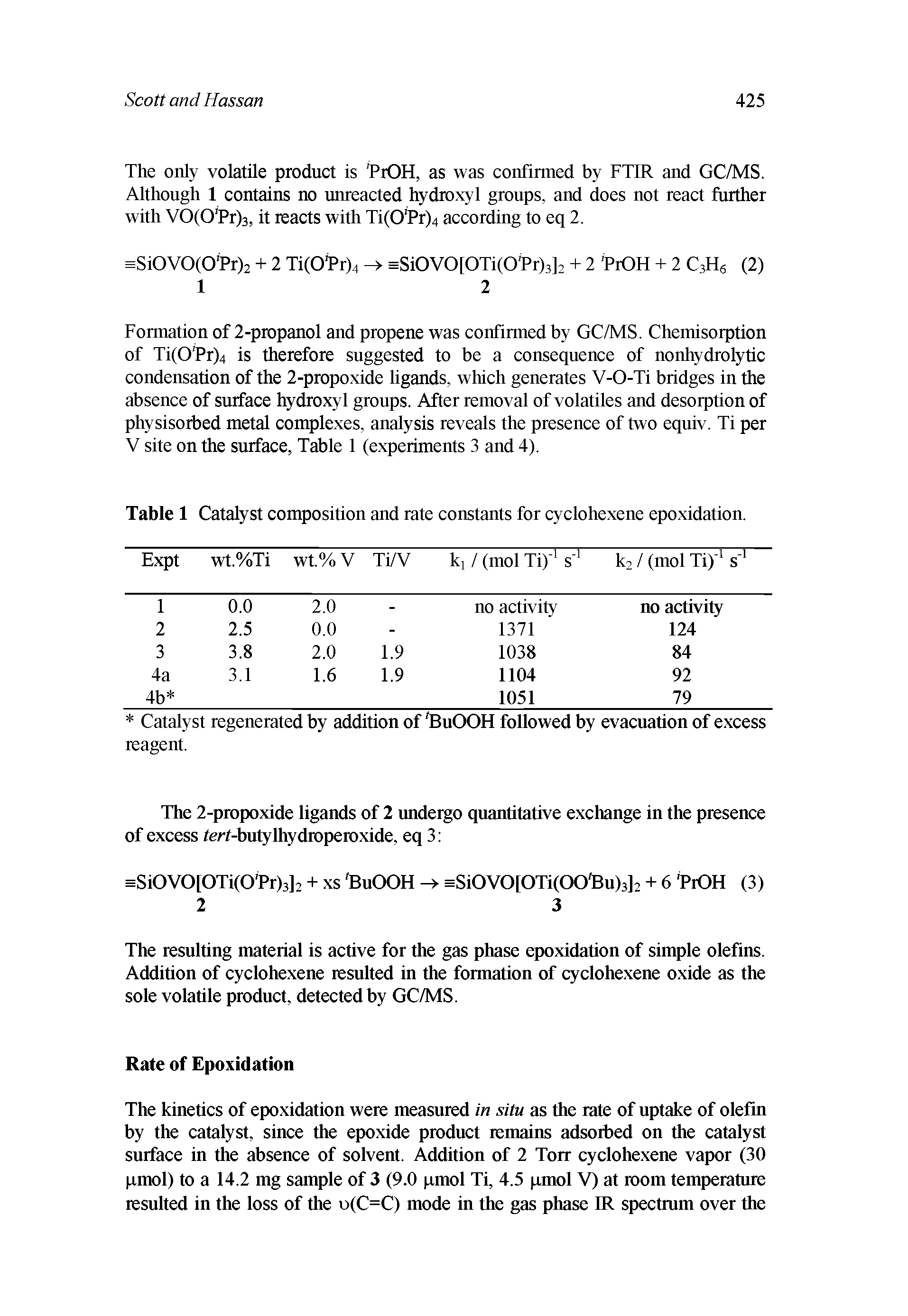 Table 1 Catalyst composition and rate constants for cyclohexene epoxidation.