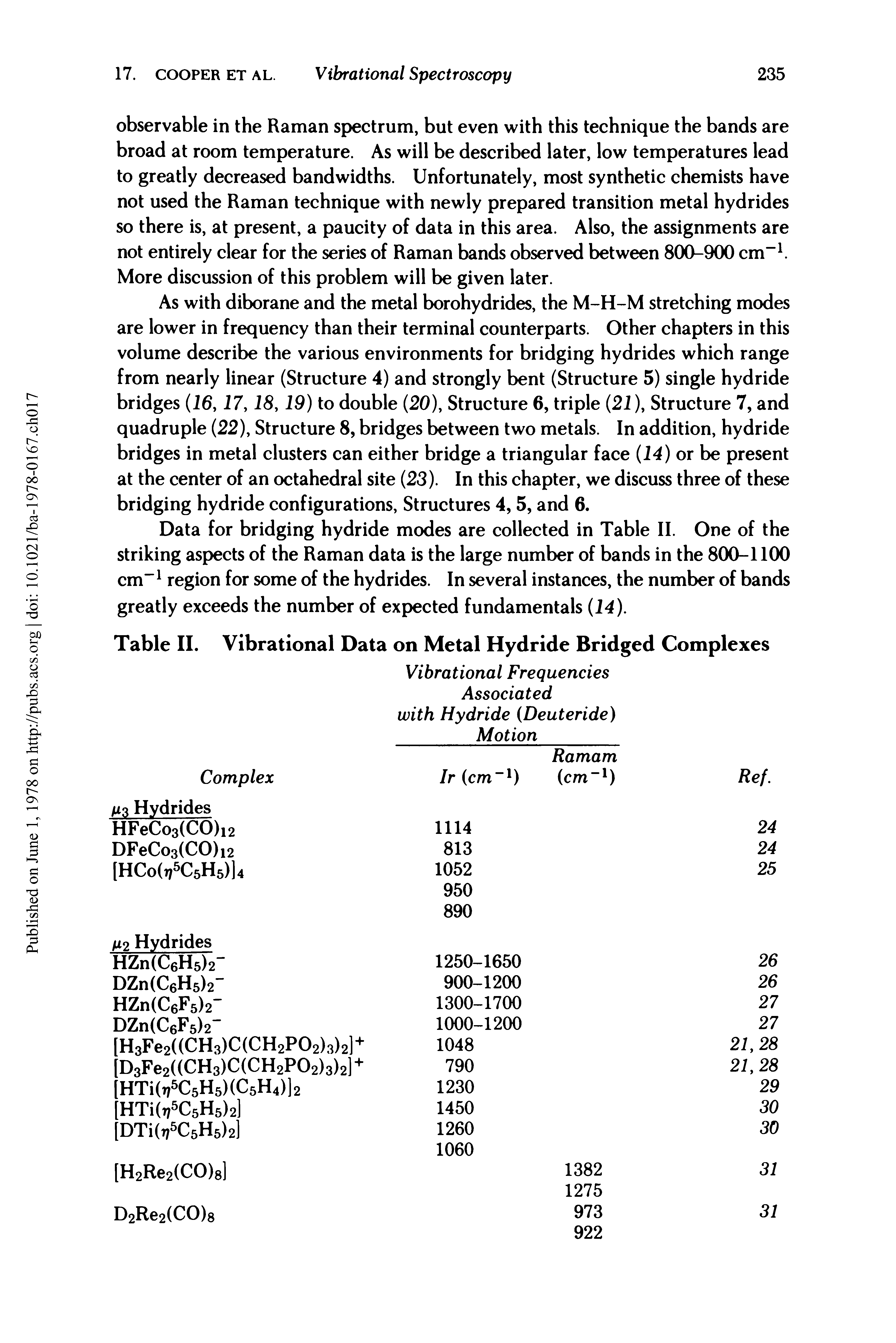 Table II. Vibrational Data on Metal Hydride Bridged Complexes...