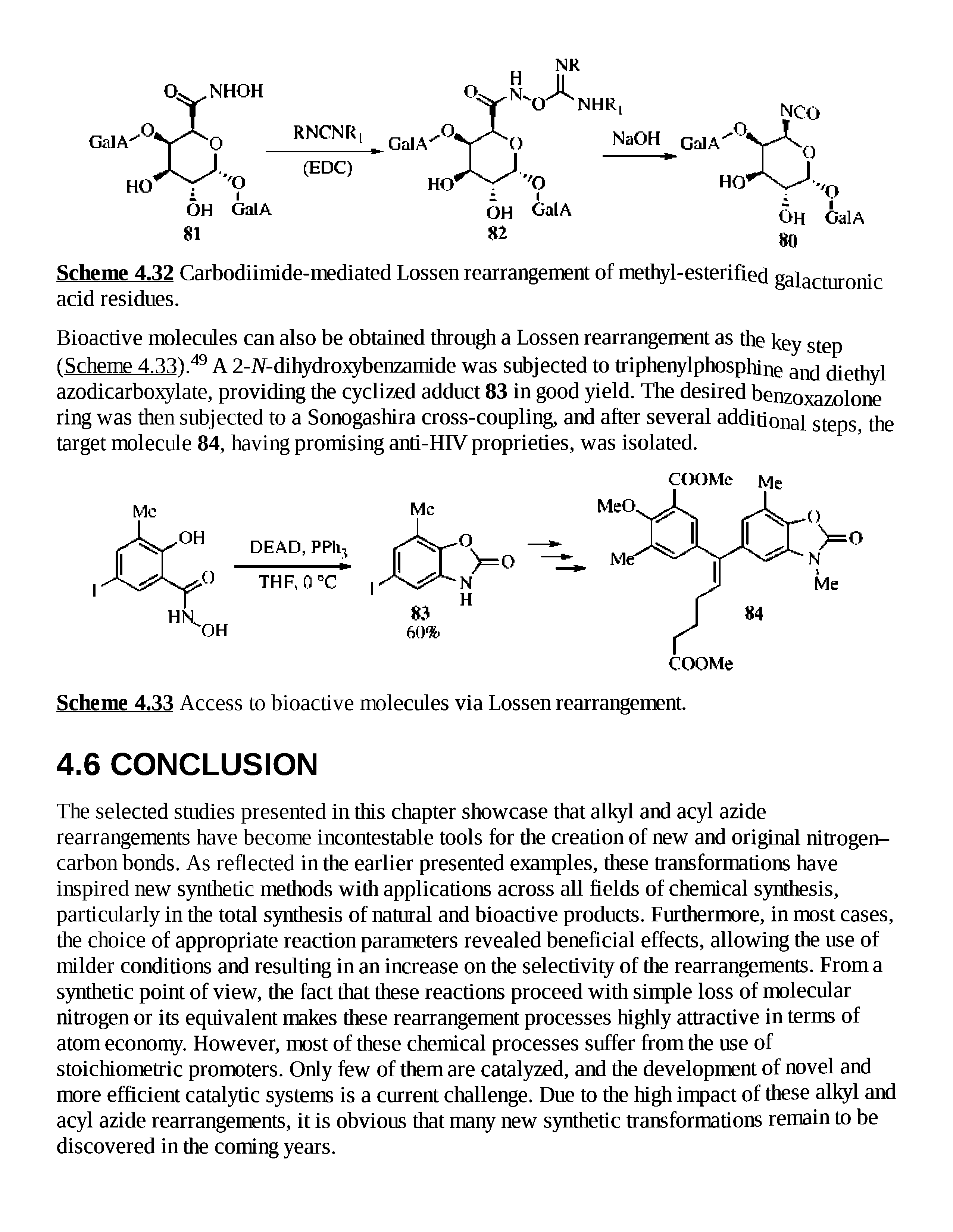 Scheme 4.32 Carbodiimide-mediated Lossen rearrangement of methyl-esterified galacturonic acid residues.