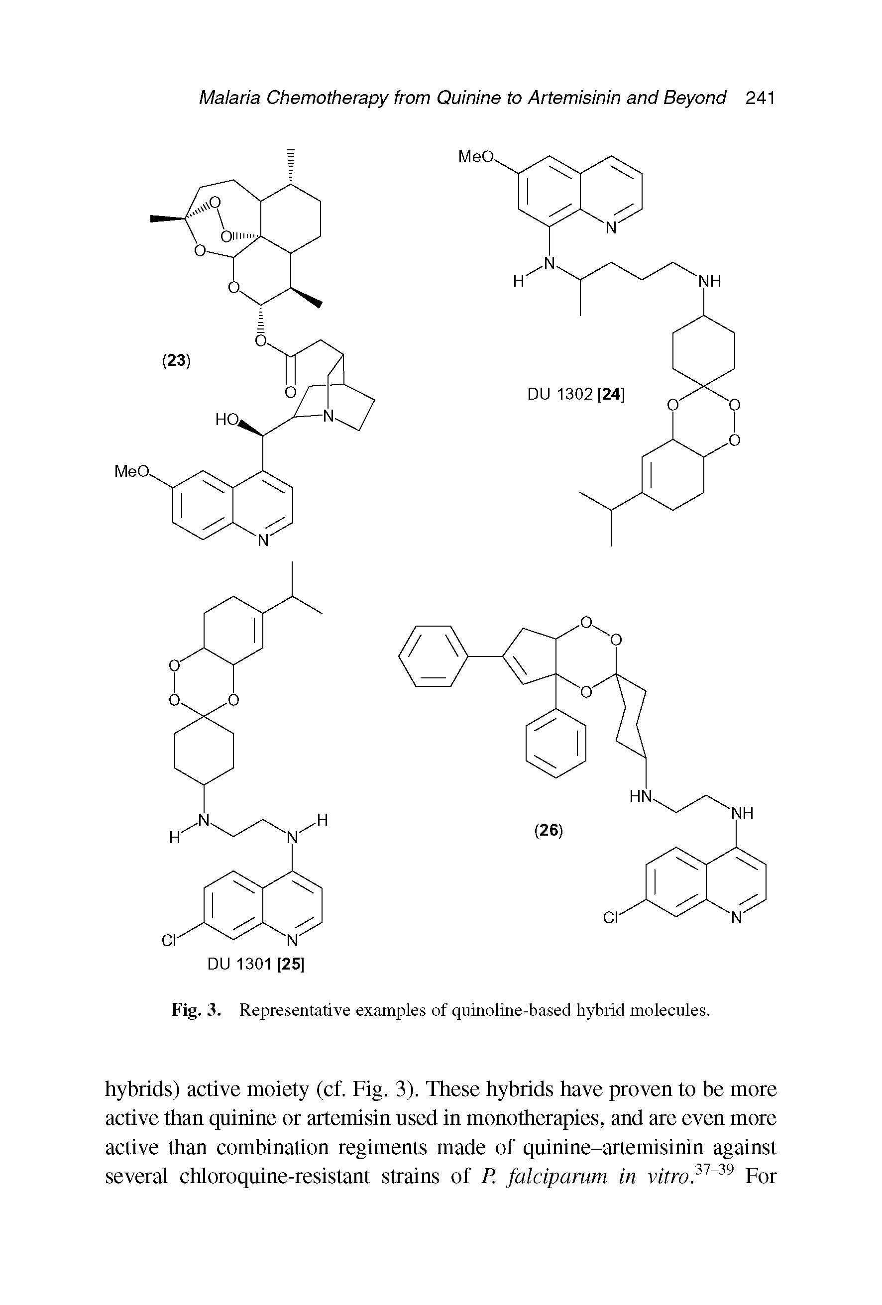 Fig. 3. Representative examples of quinoline-based hybrid molecules.