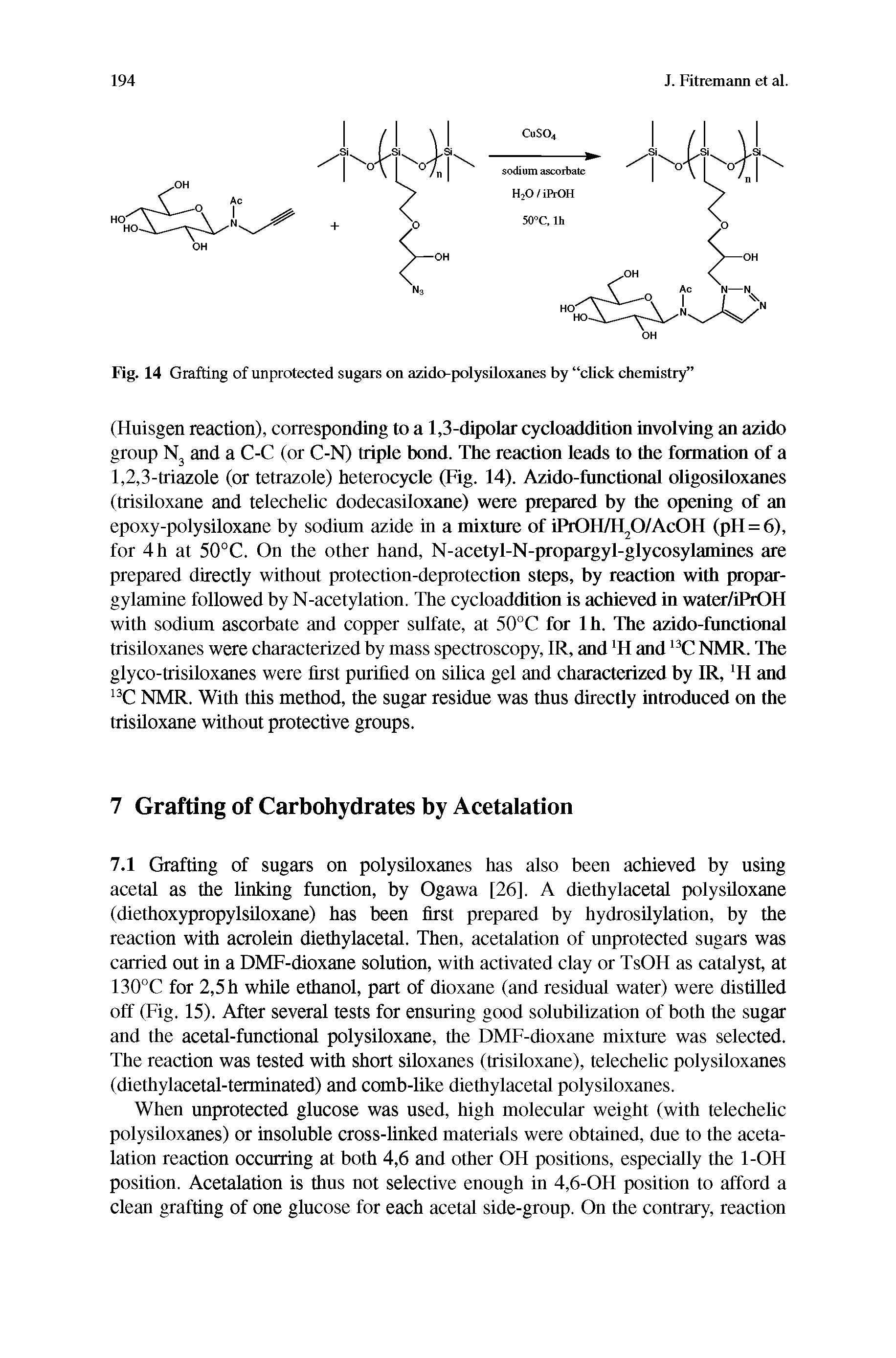 Fig. 14 Grafting of unprotected sugars on azido-polysiloxanes by click chemistry ...