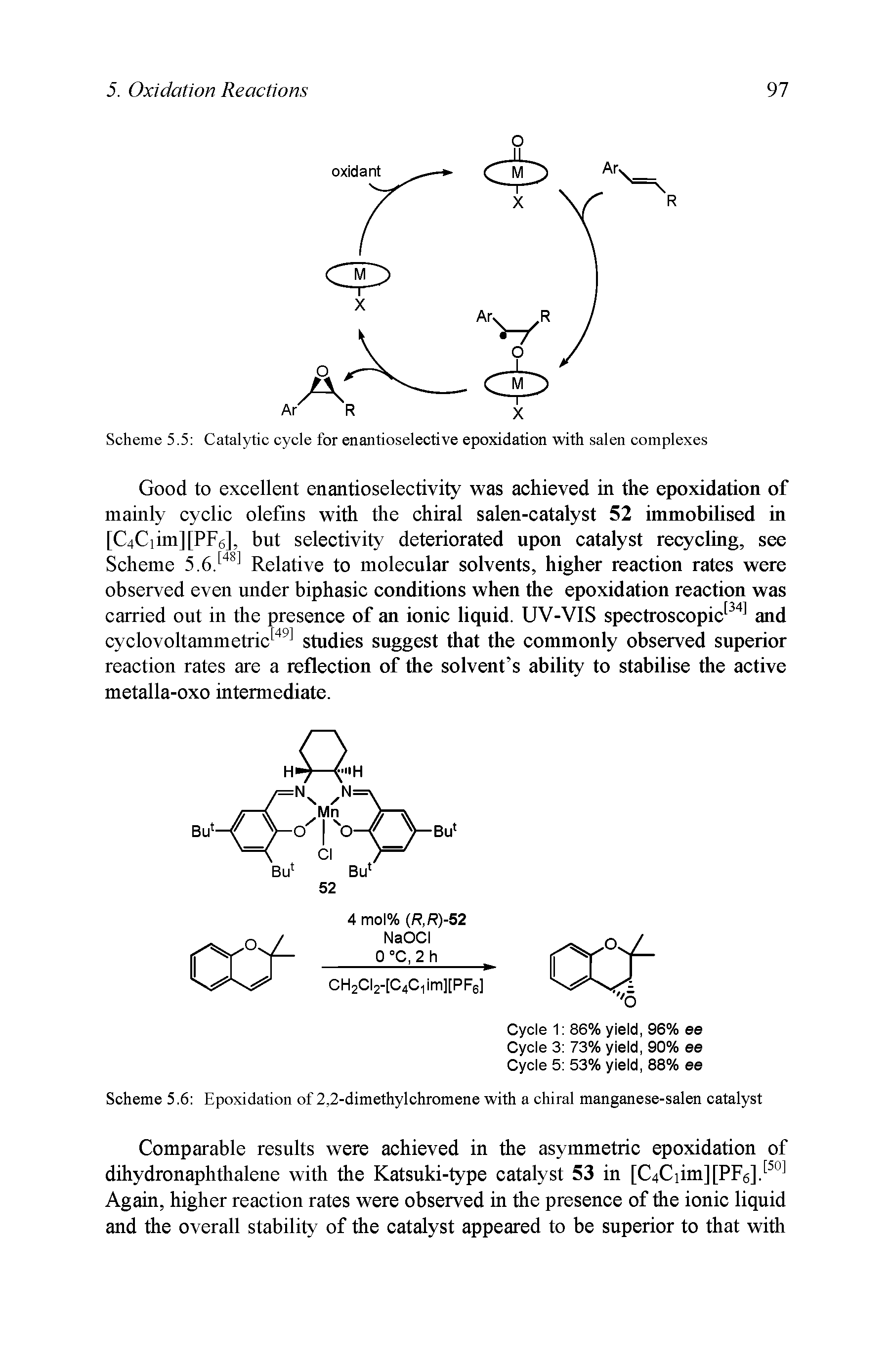 Scheme 5.6 Epoxidation of 2,2-dimethylchromene with a chiral manganese-salen catalyst...