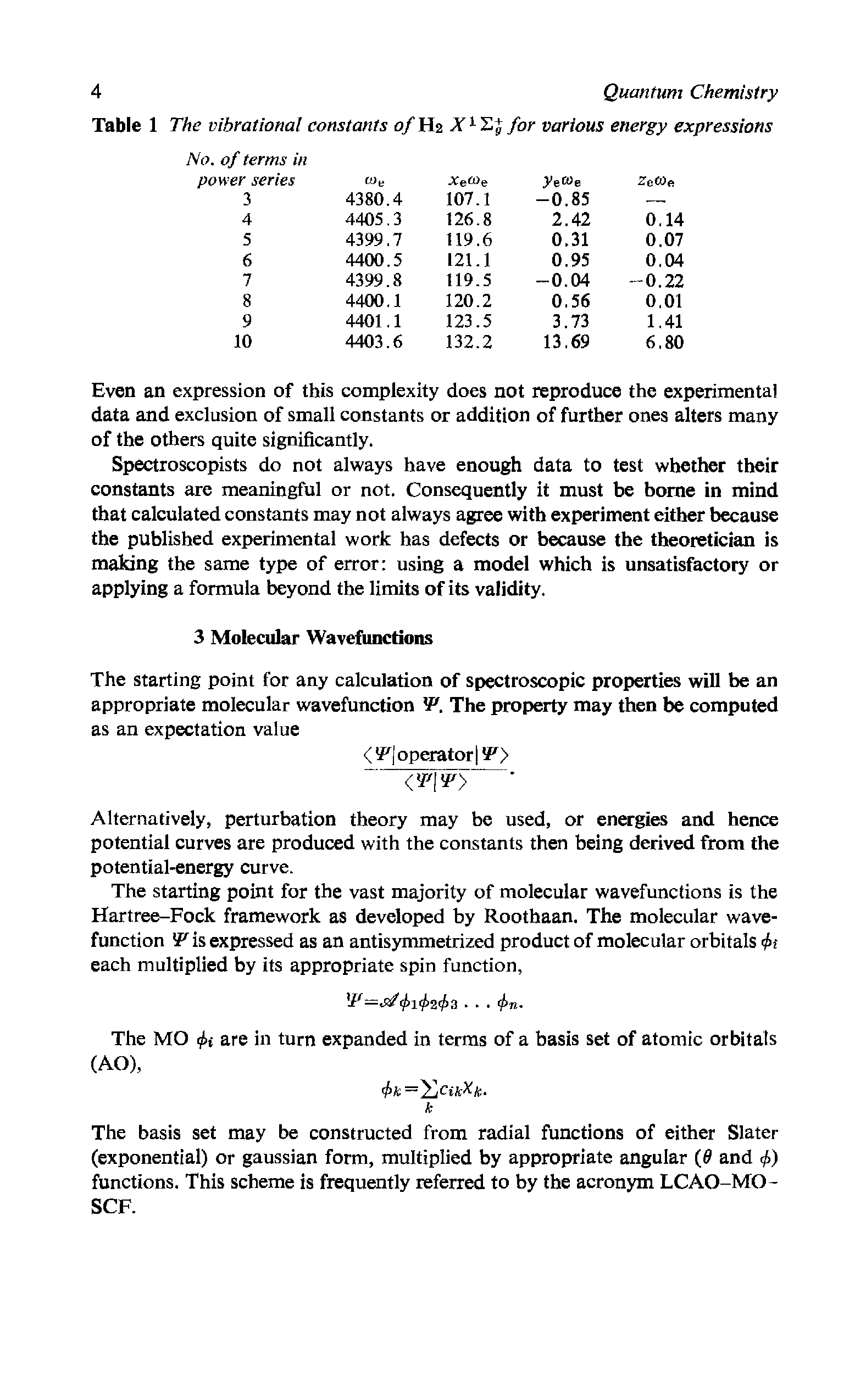 Table 1 The vibrational constants 0/H2 I1 EJ for various energy expressions...