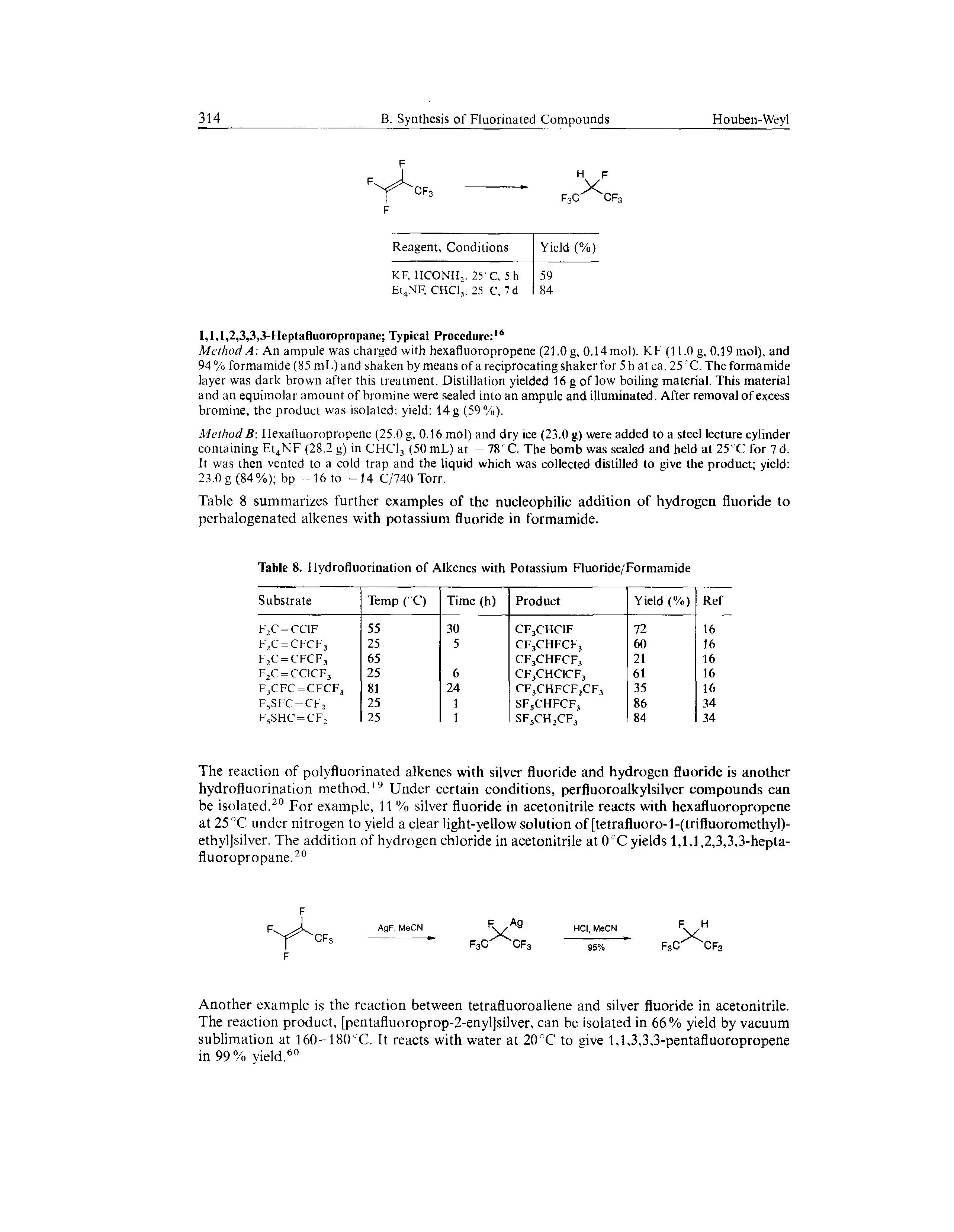 Table 8. Hydrofluorination of Alkenes with Potassium Fluoride/Formamide...