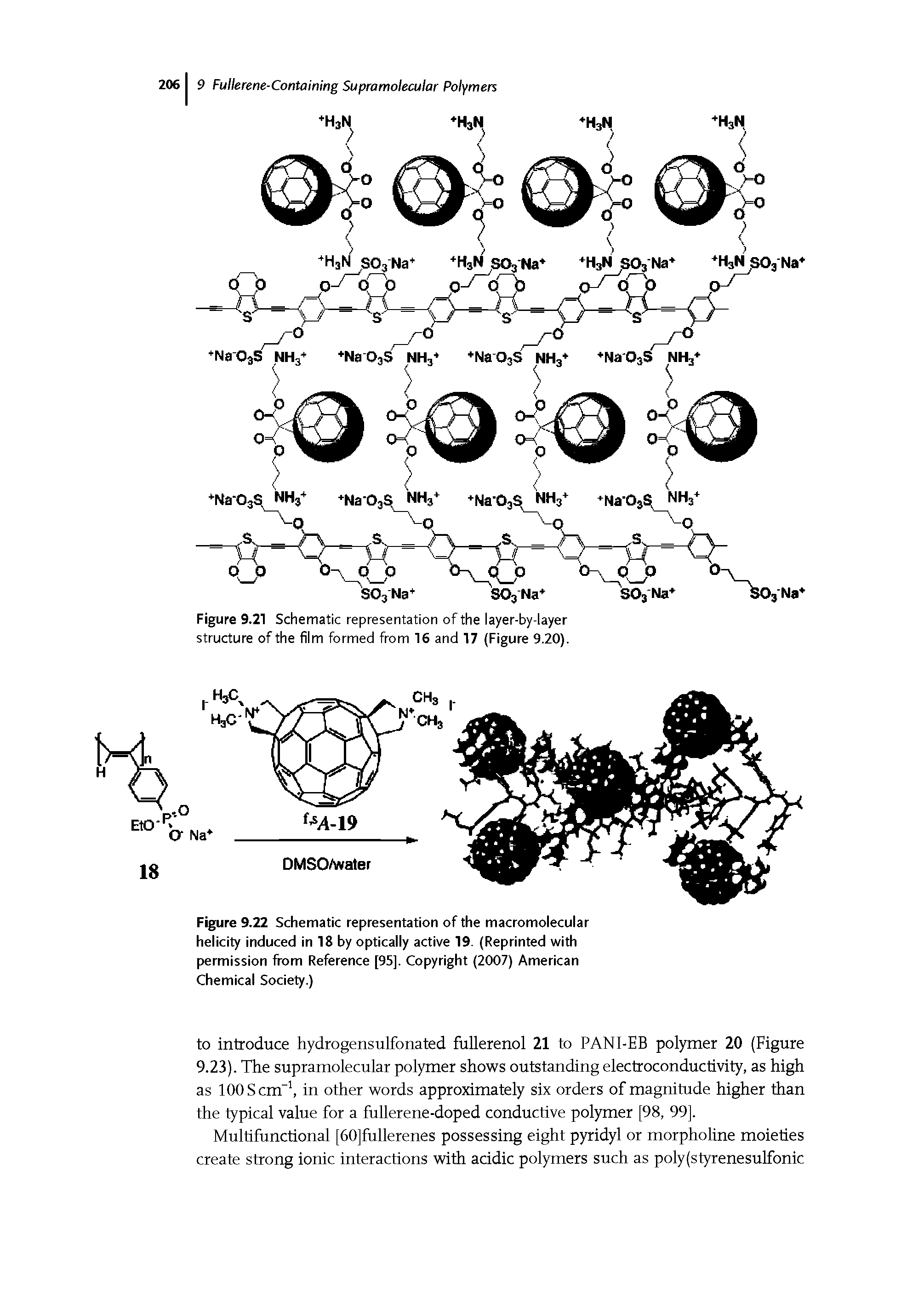 Figure 9.22 Schematic representation of the macromolecular helicity induced in 18 by optically active 19. (Reprinted with permission from Reference [95]. Copyright (2007) American Chemical Society.)...
