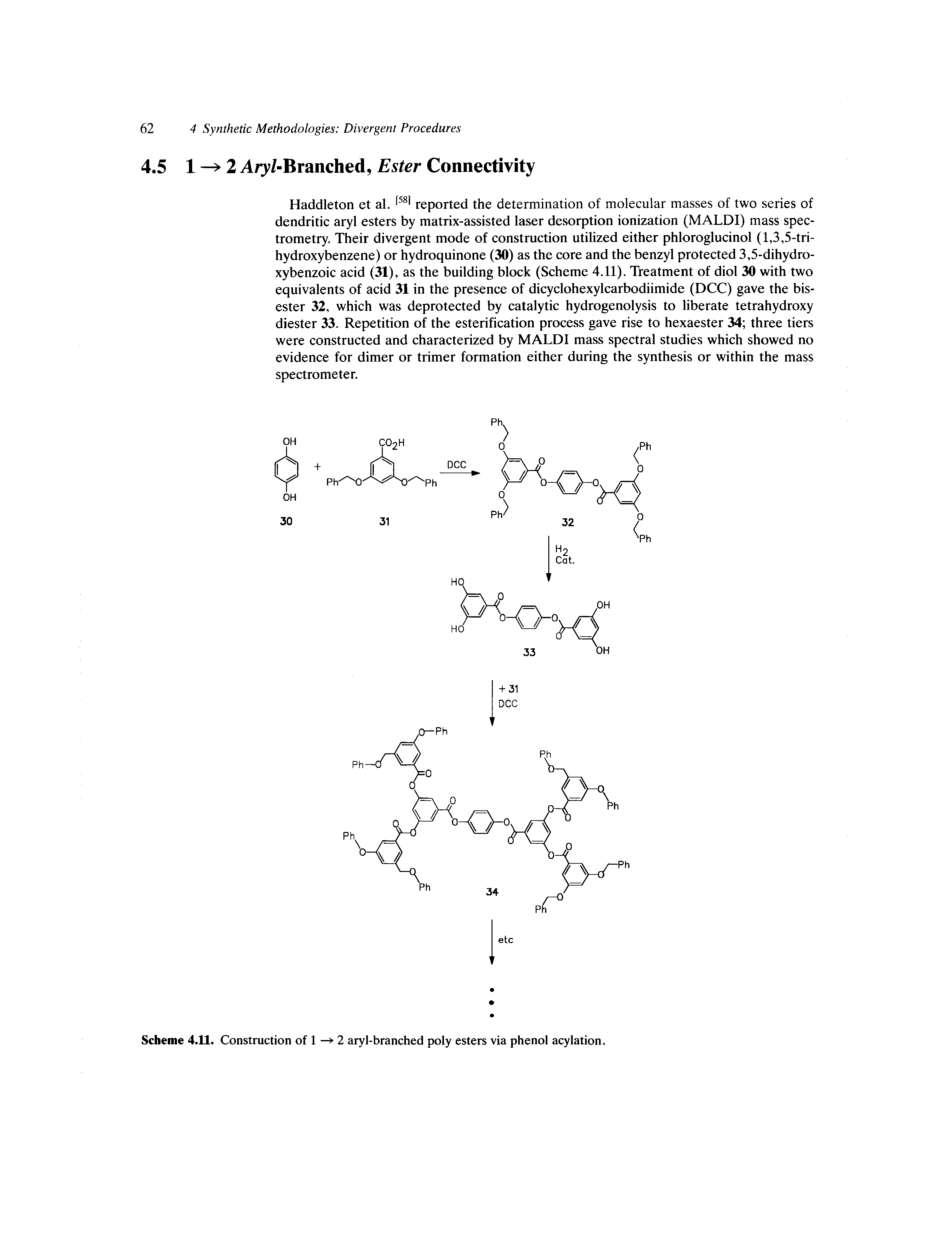 Scheme 4.11. Construction of 1 — 2 aryl-branched poly esters via phenol acylation.