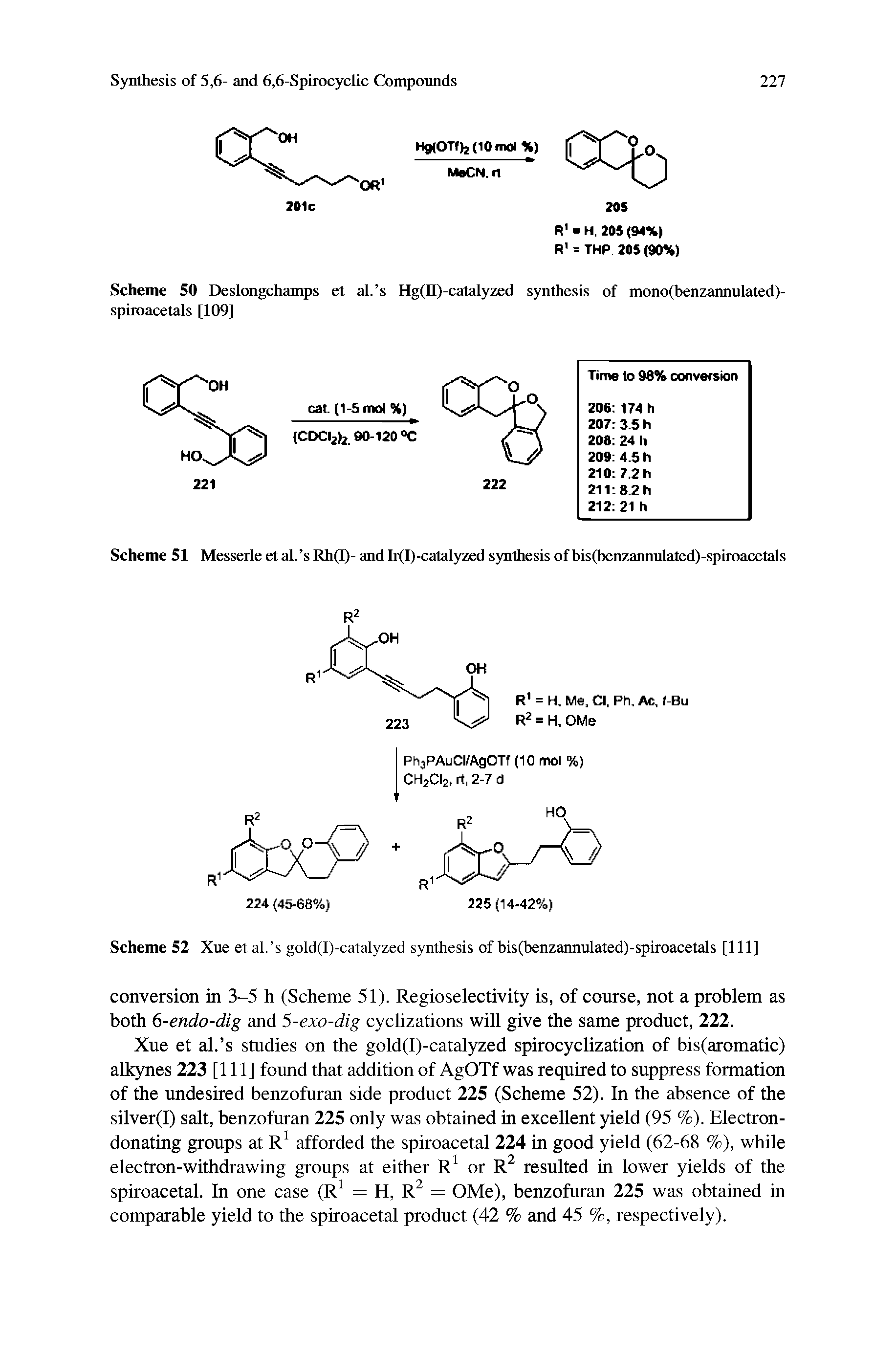 Scheme 52 Xue et al. s gold(l)-catalyzed synthesis of bis(benzannulated)-spiroacetals [111]...