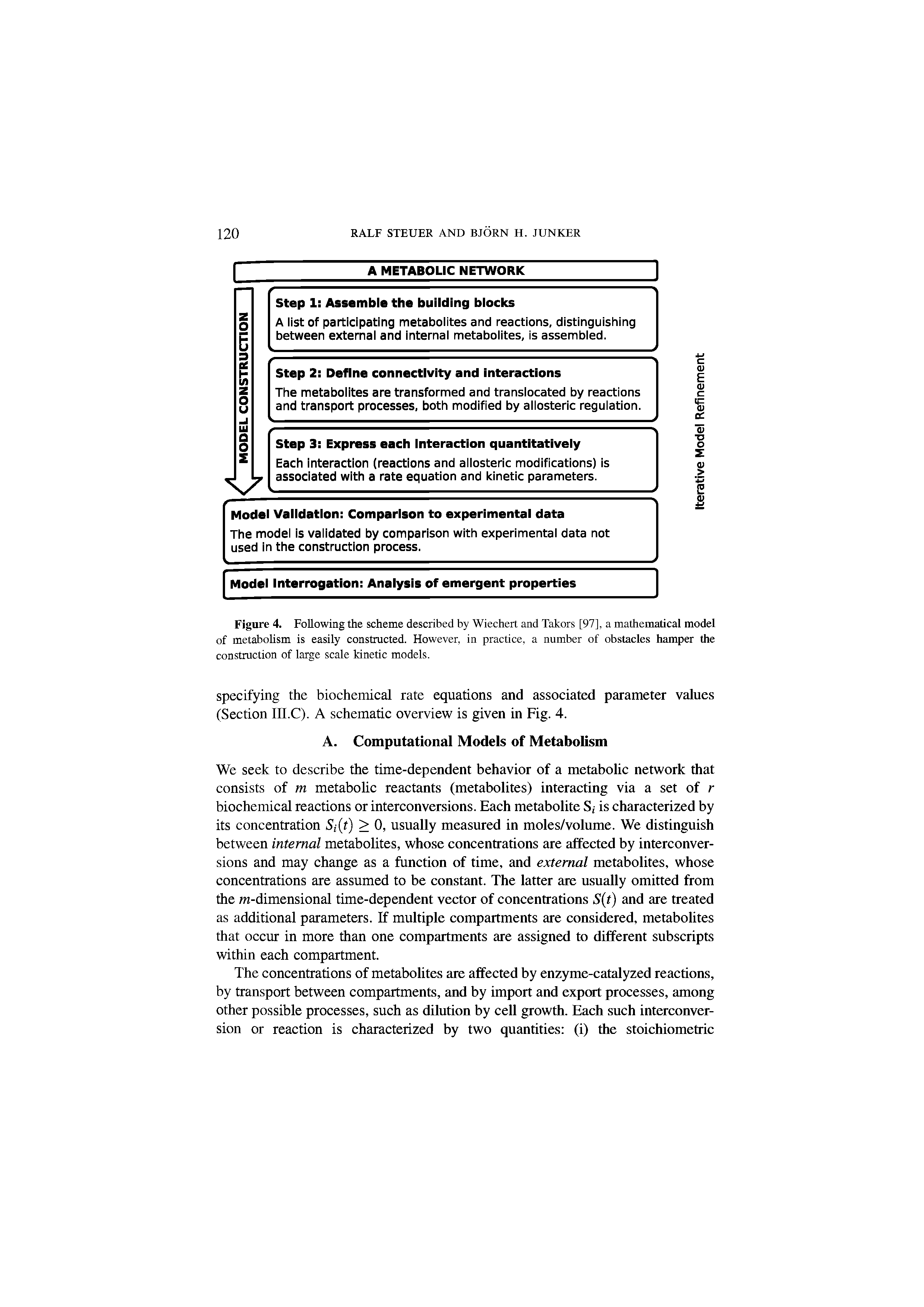 Figure 4. Following the scheme described by Wiechert and Takors [97], a mathematical model of metabolism is easily constructed. However, in practice, a number of obstacles hamper the construction of large scale kinetic models.