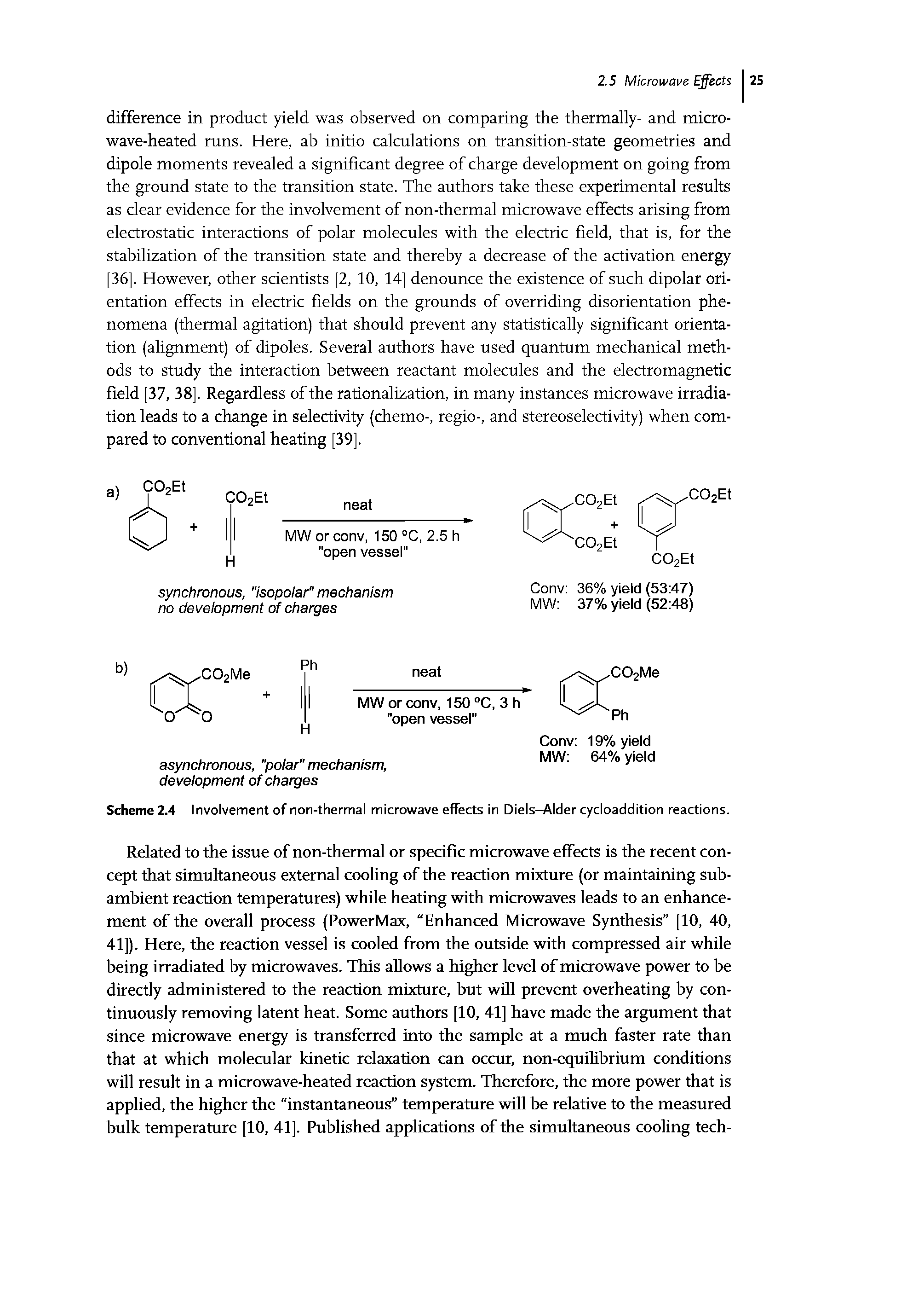 Scheme 2.4 Involvement of non-thermal microwave effects in Diels—Alder cycloaddition reactions.