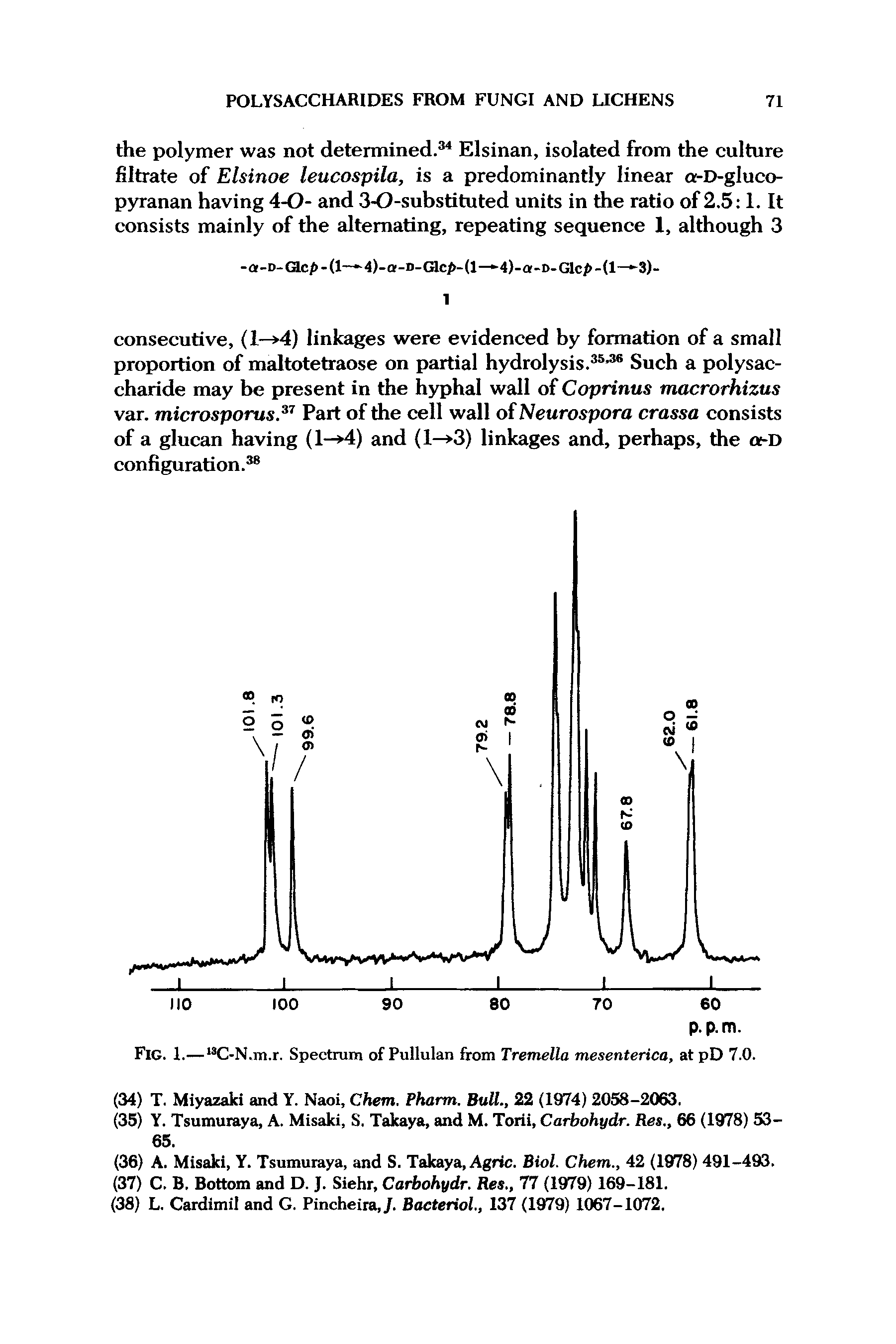 Fig. 1.—13C-N.m.r. Spectrum of Pullulan from Tremella mesenterica, atpD 7.0.