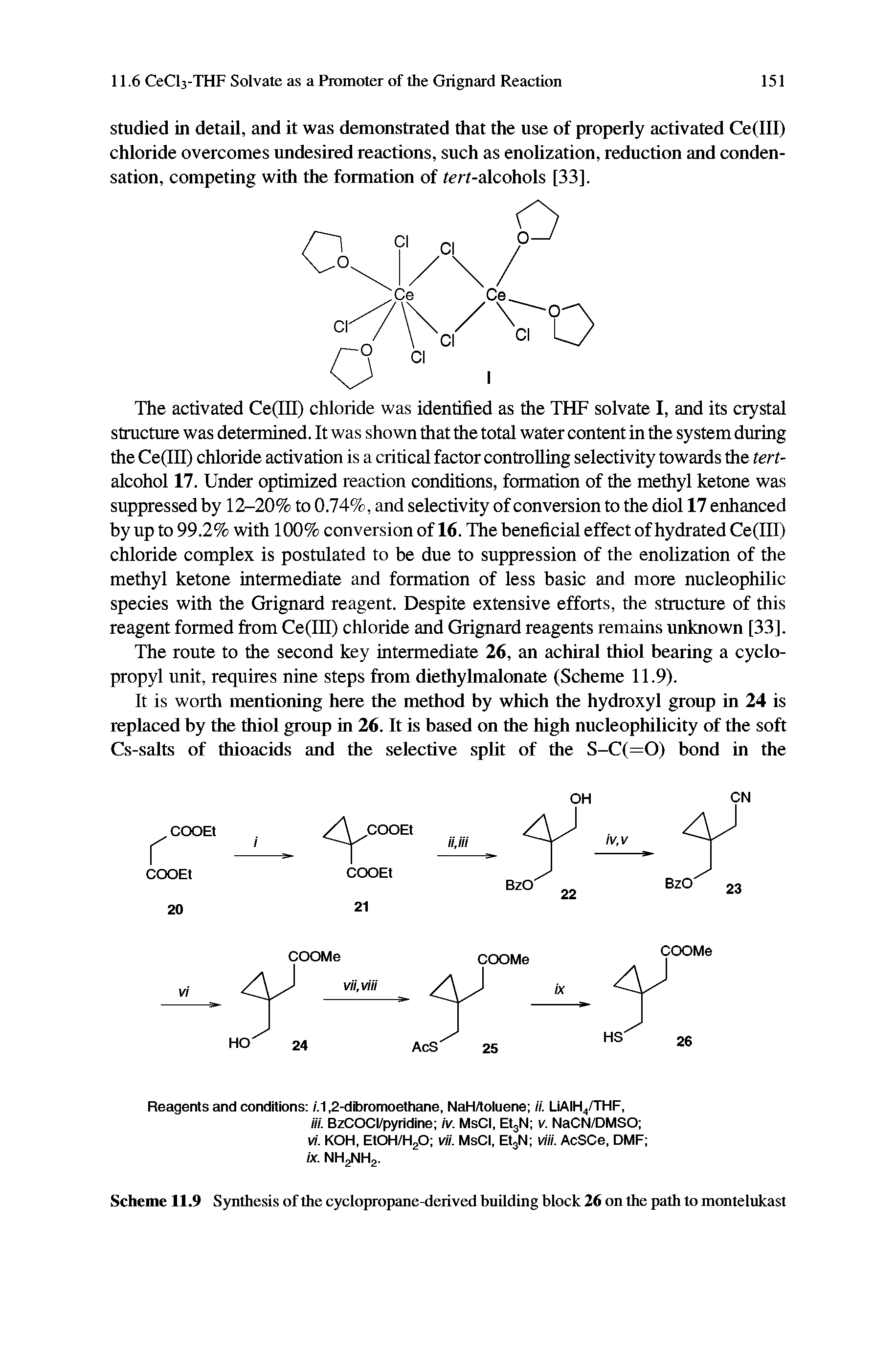 Scheme 11.9 Synthesis of the cyclopropane-derived building block 26 on the path to montelukast...