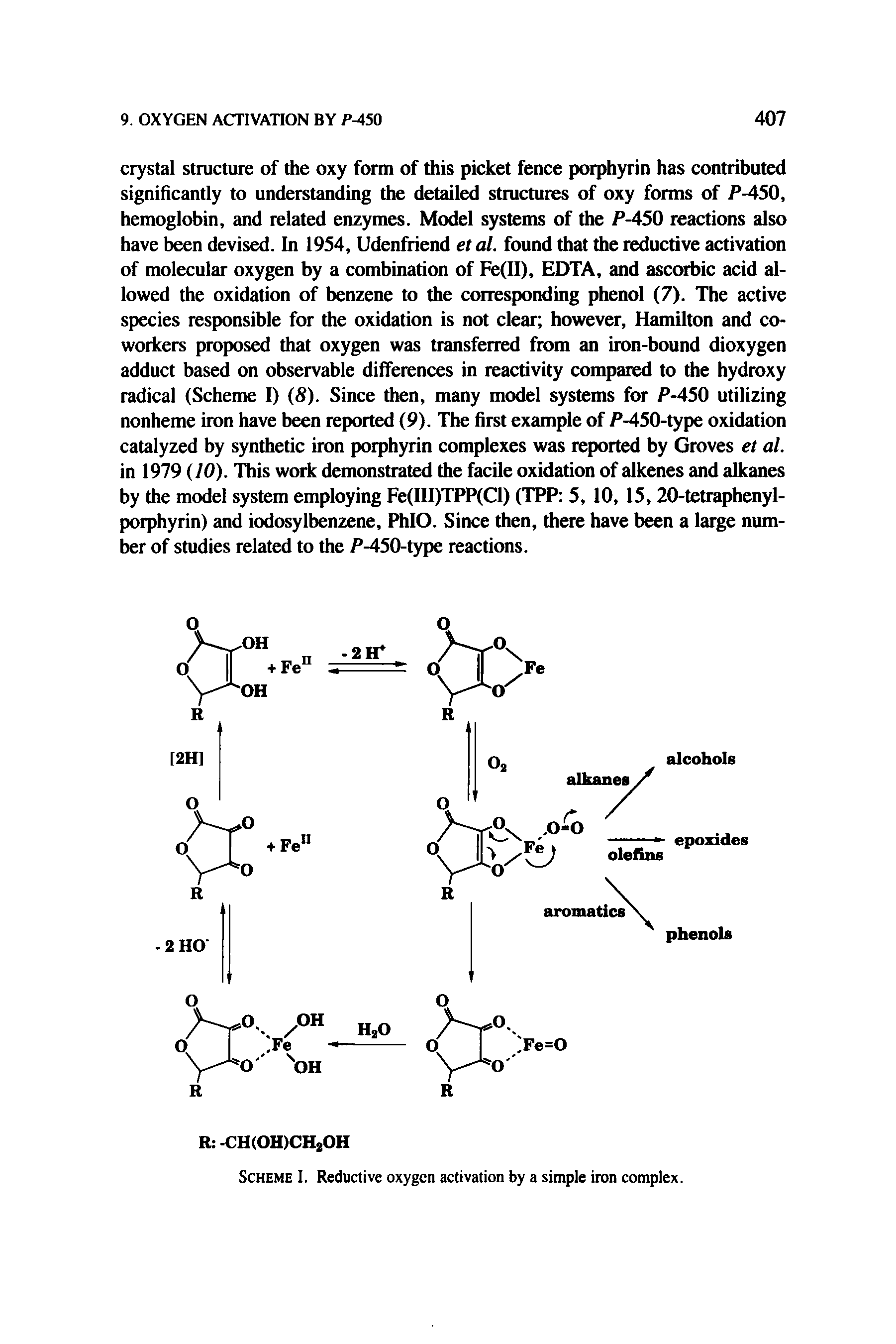 Scheme I. Reductive oxygen activation by a simple iron complex.