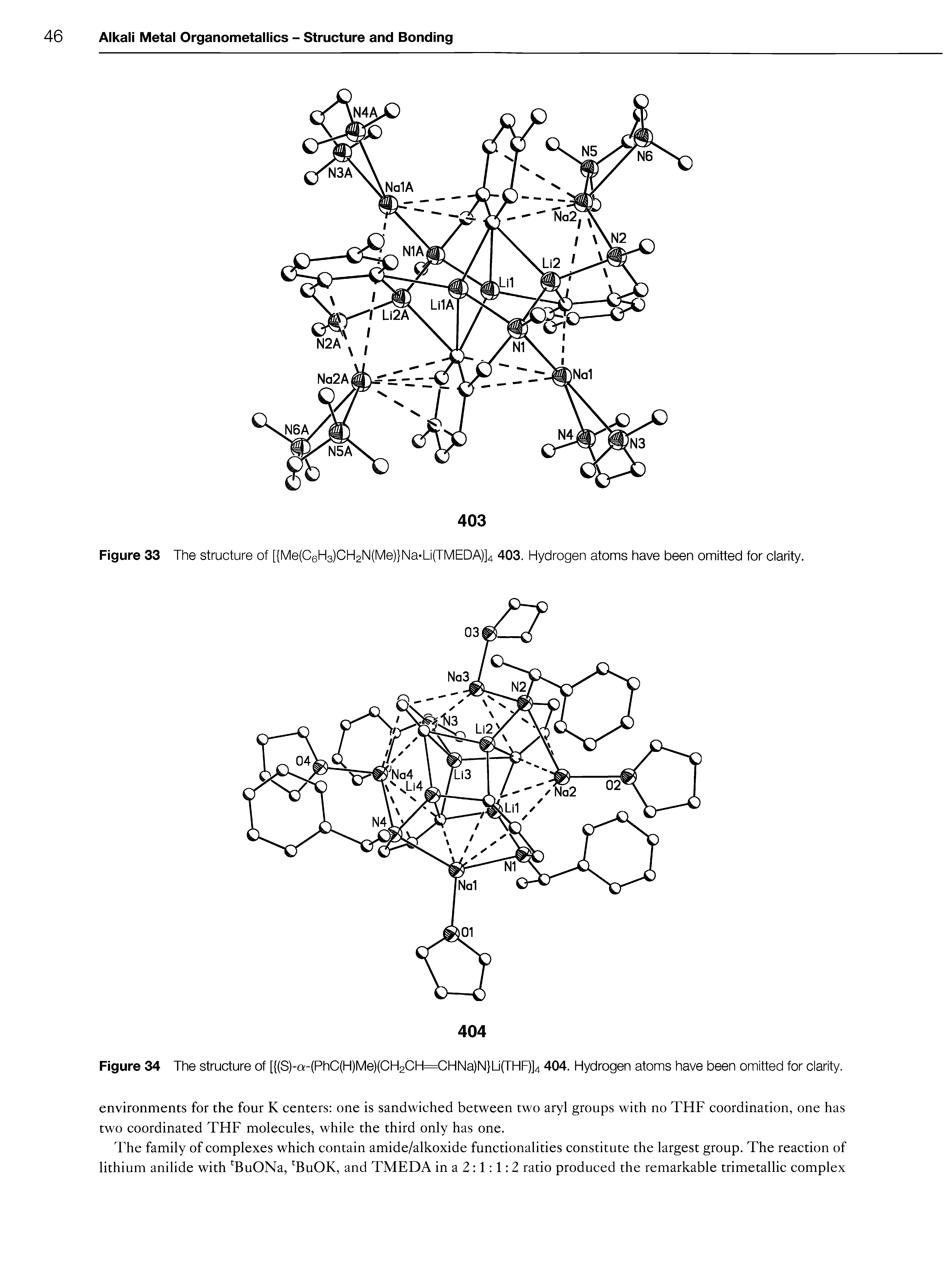 Figure 33 The structure of [ Me(C6H3)CH2N(Me) Na Li(TMEDA)]4 403. Hydrogen atoms have been omitted for clarity.