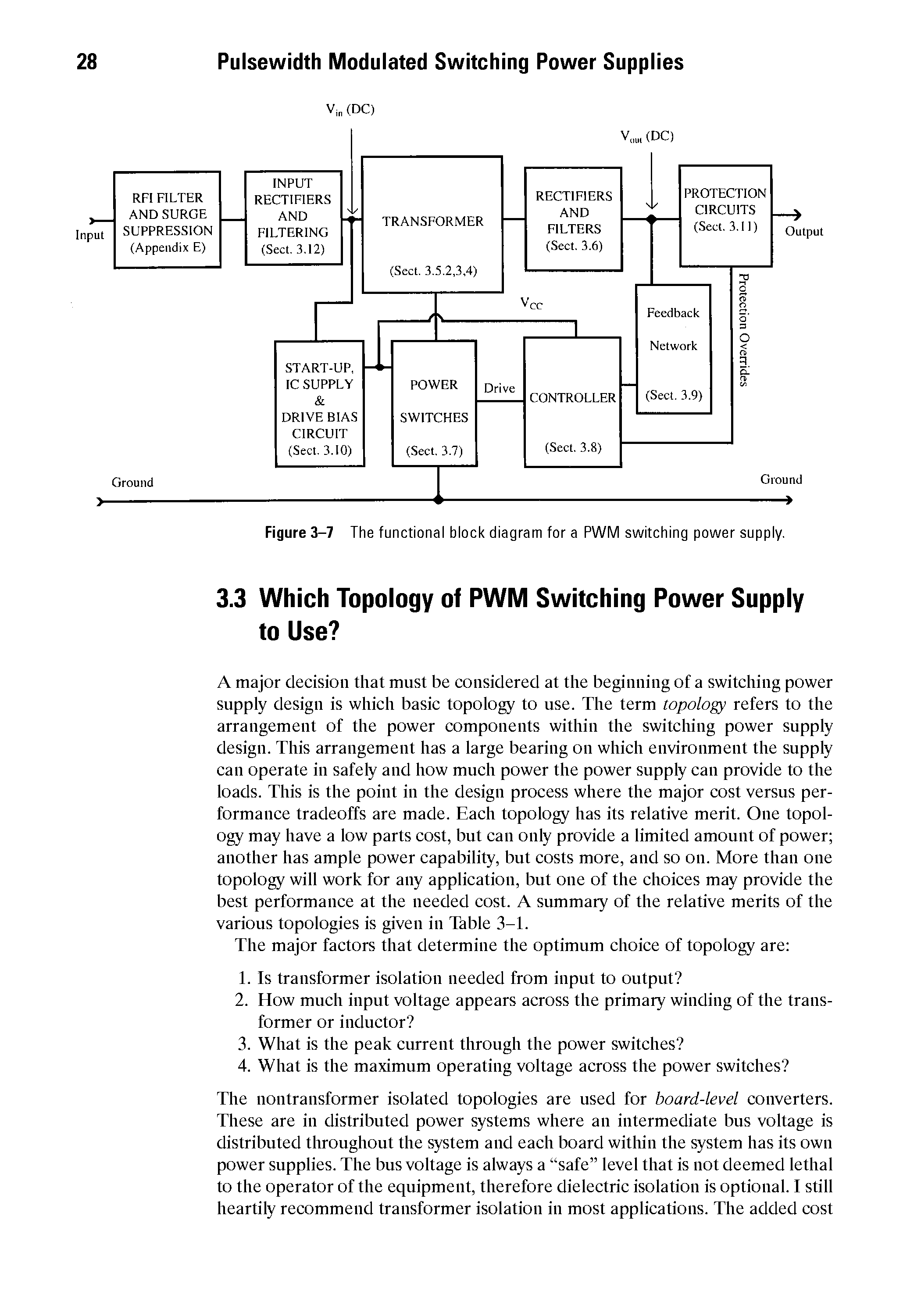 Figure 3-7 The functional block diagram for a PWM switching power supply,...