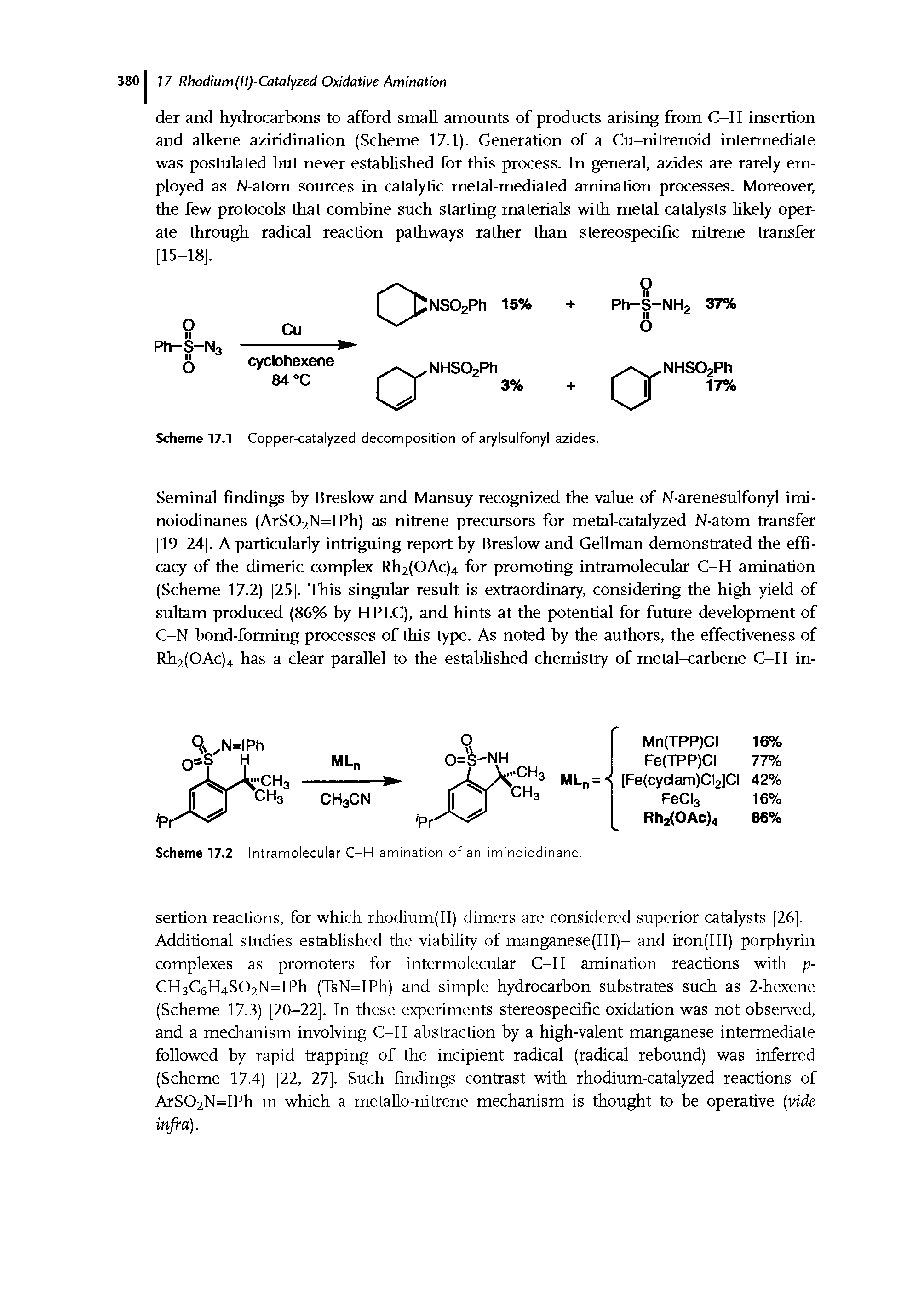 Scheme 17.1 Copper-catalyzed decomposition of arylsulfonyl azides.