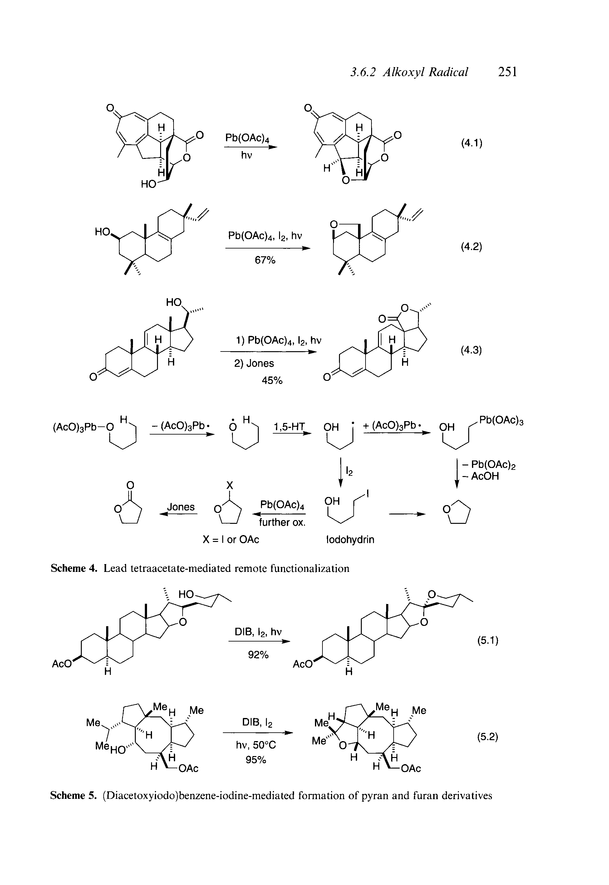 Scheme 5. (Diacetoxyiodo)benzene-iodine-mediated formation of pyran and furan derivatives...