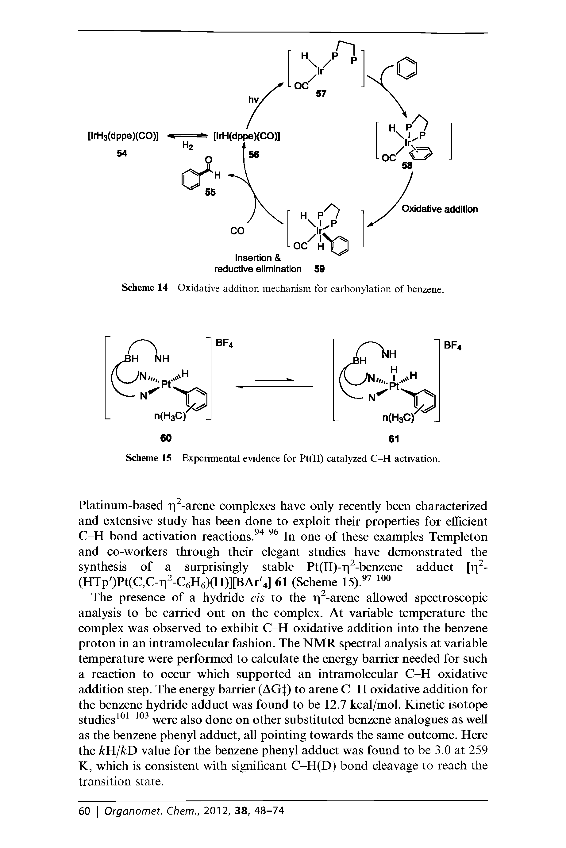 Scheme 14 Oxidative addition mechanism for carbonylation of benzene.
