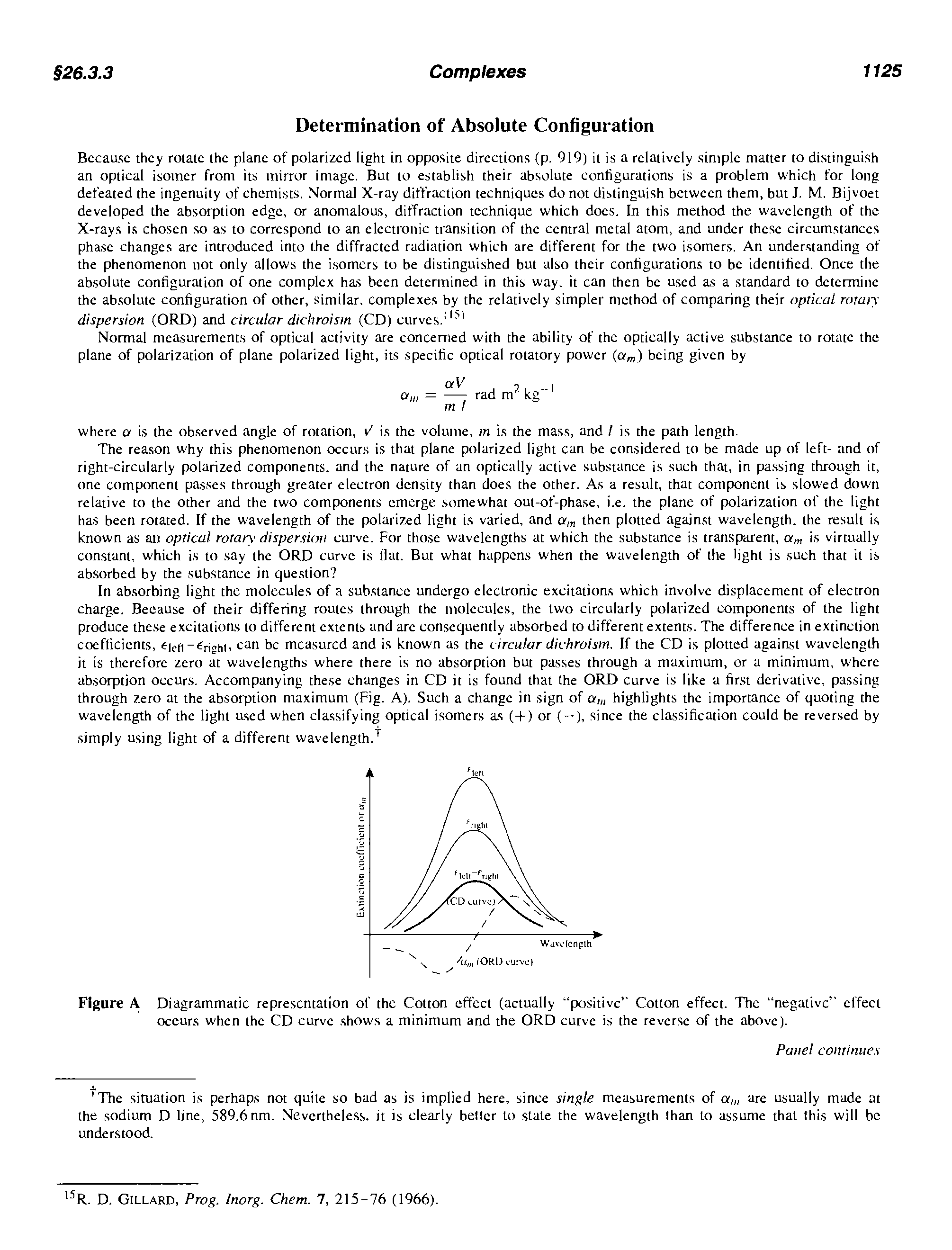 Figure A Diagrammatic representation of the Cotton effect (actually po-sitivc Cotton effect. The negative effect oceur.s when the CD curve. shows a minimum and the ORD curve is the reverse of the above).