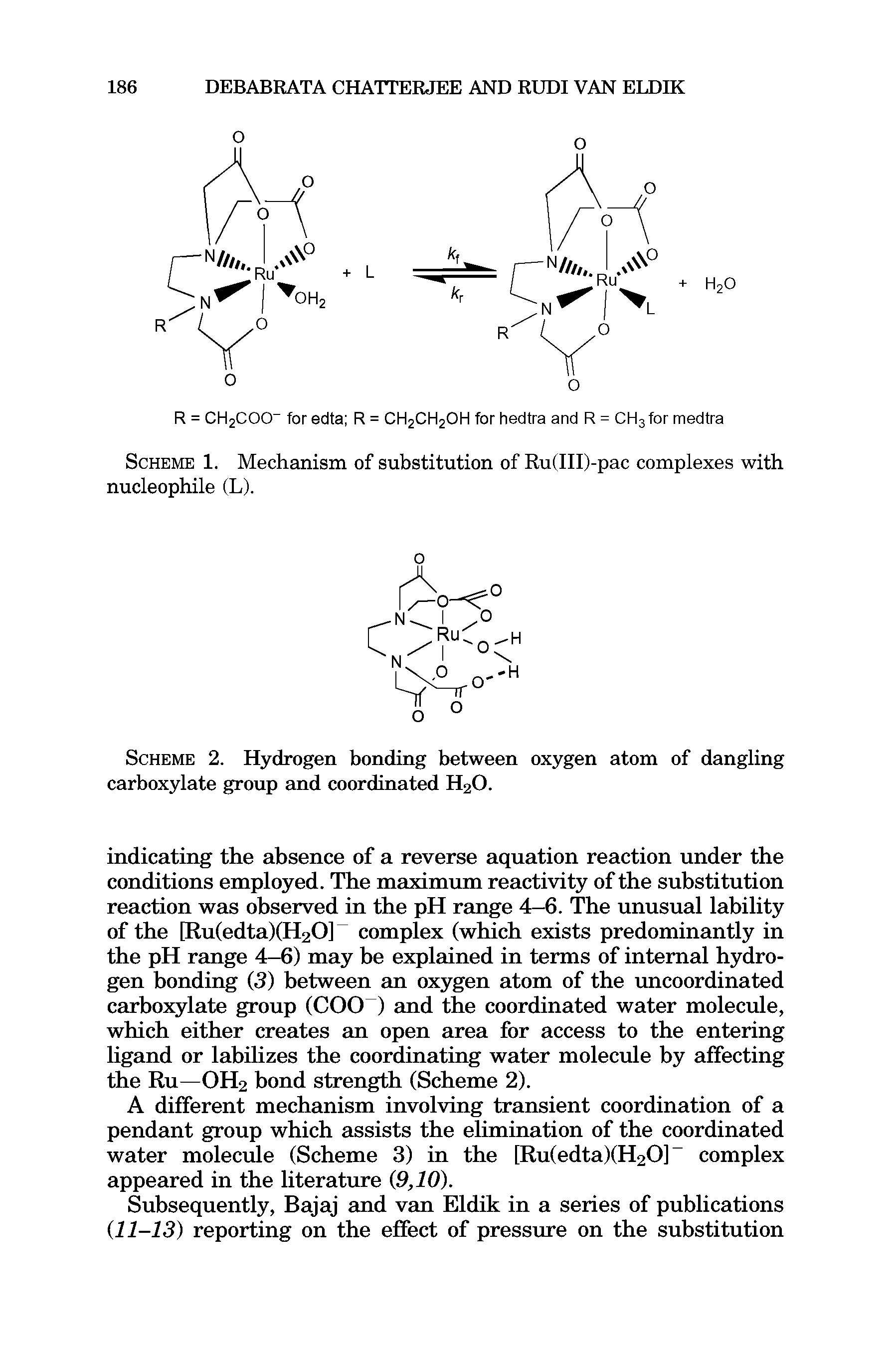 Scheme 2. Hydrogen bonding between oxygen atom of dangling carboxylate group and coordinated H2O.