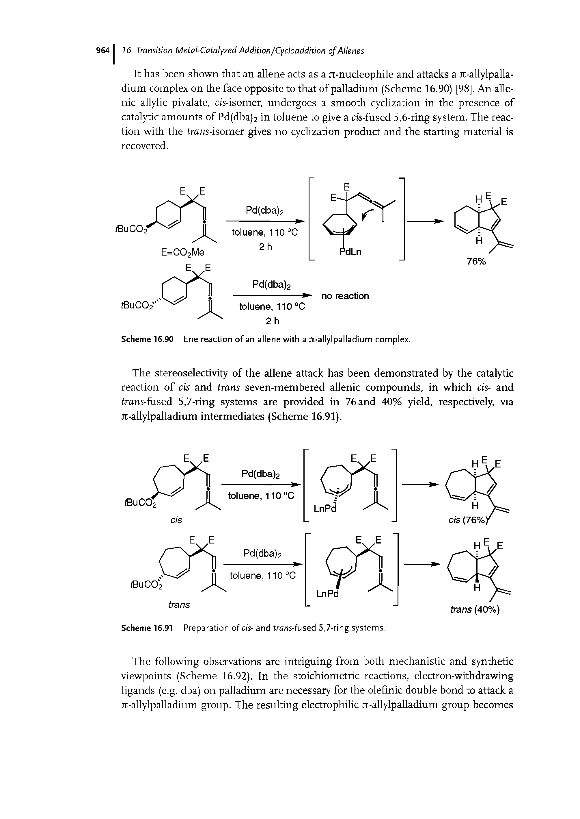 Scheme 16.90 Ene reaction of an allene with a Jt-allylpalladium complex.