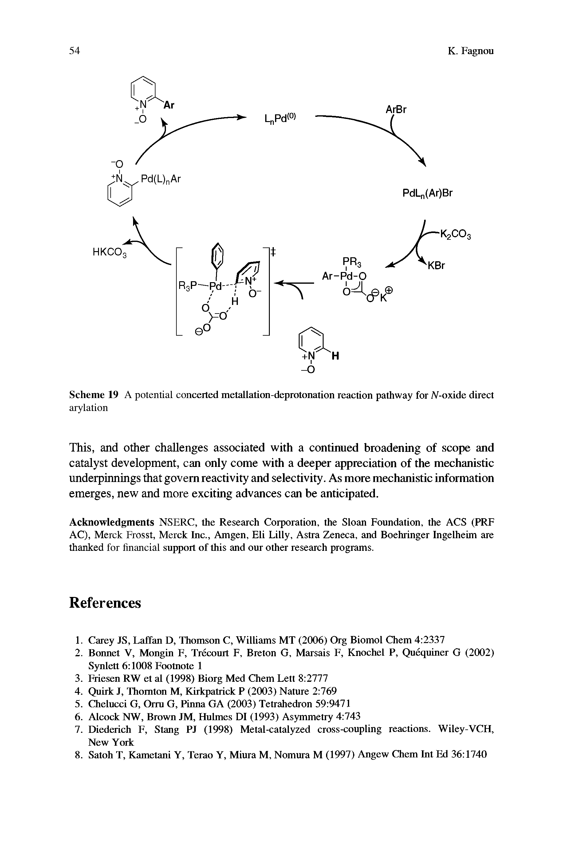 Scheme 19 A potential conceited metallation-deprotonation reaction pathway for IV-oxide direct arylation...