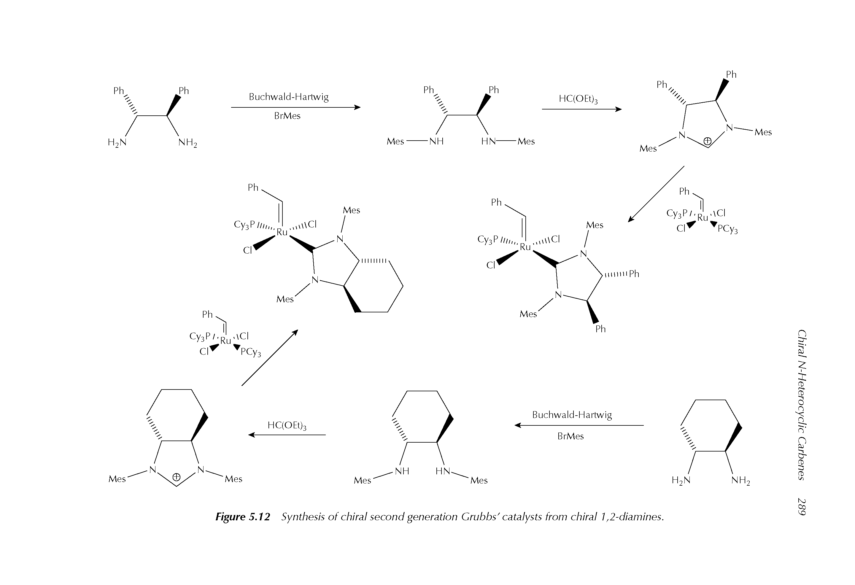 Figure 5.12 Synthesis of chiral second generation Grubbs catalysts from chiral b2-diamines.