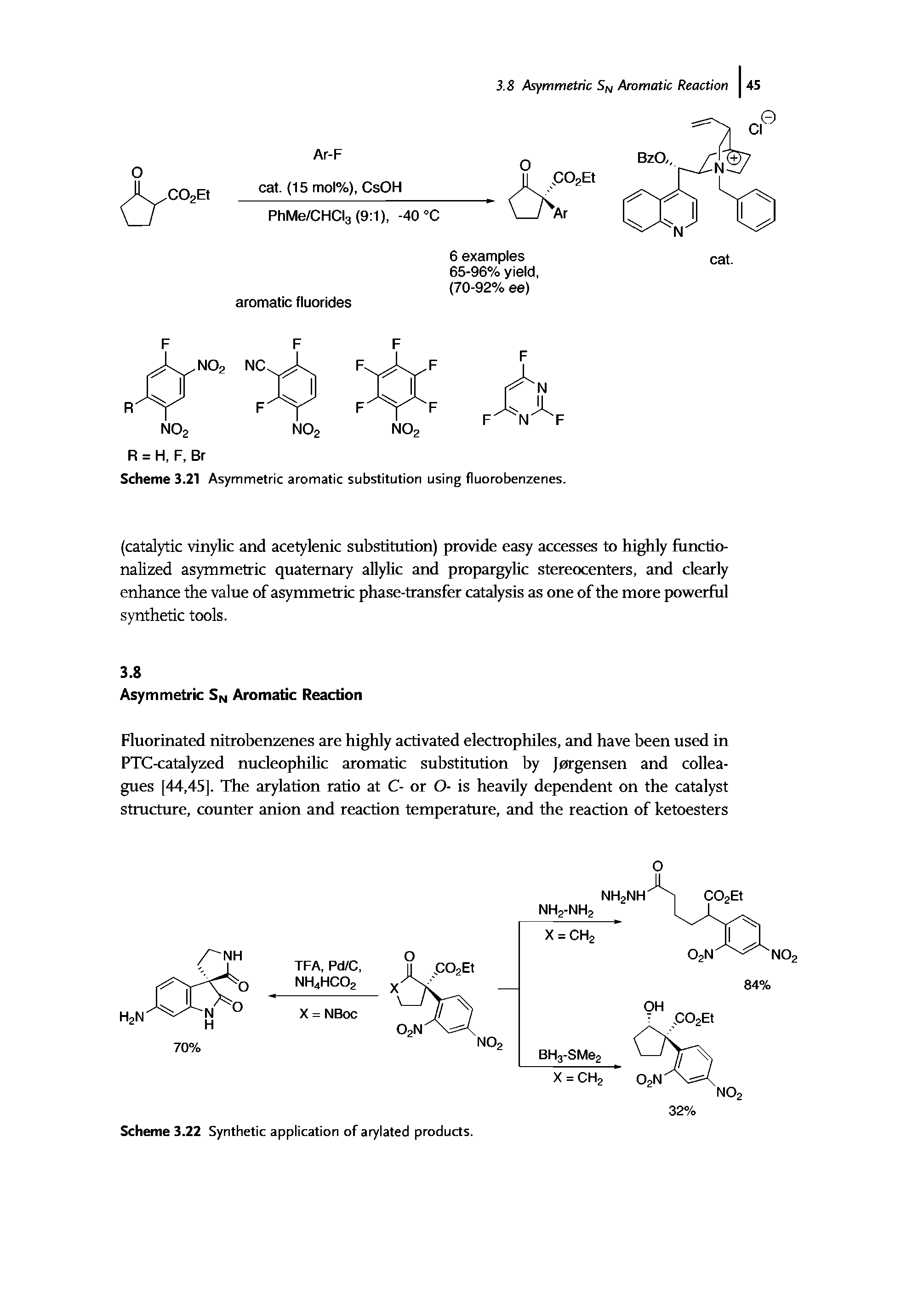 Scheme 3.21 Asymmetric aromatic substitution using fluorobenzenes.