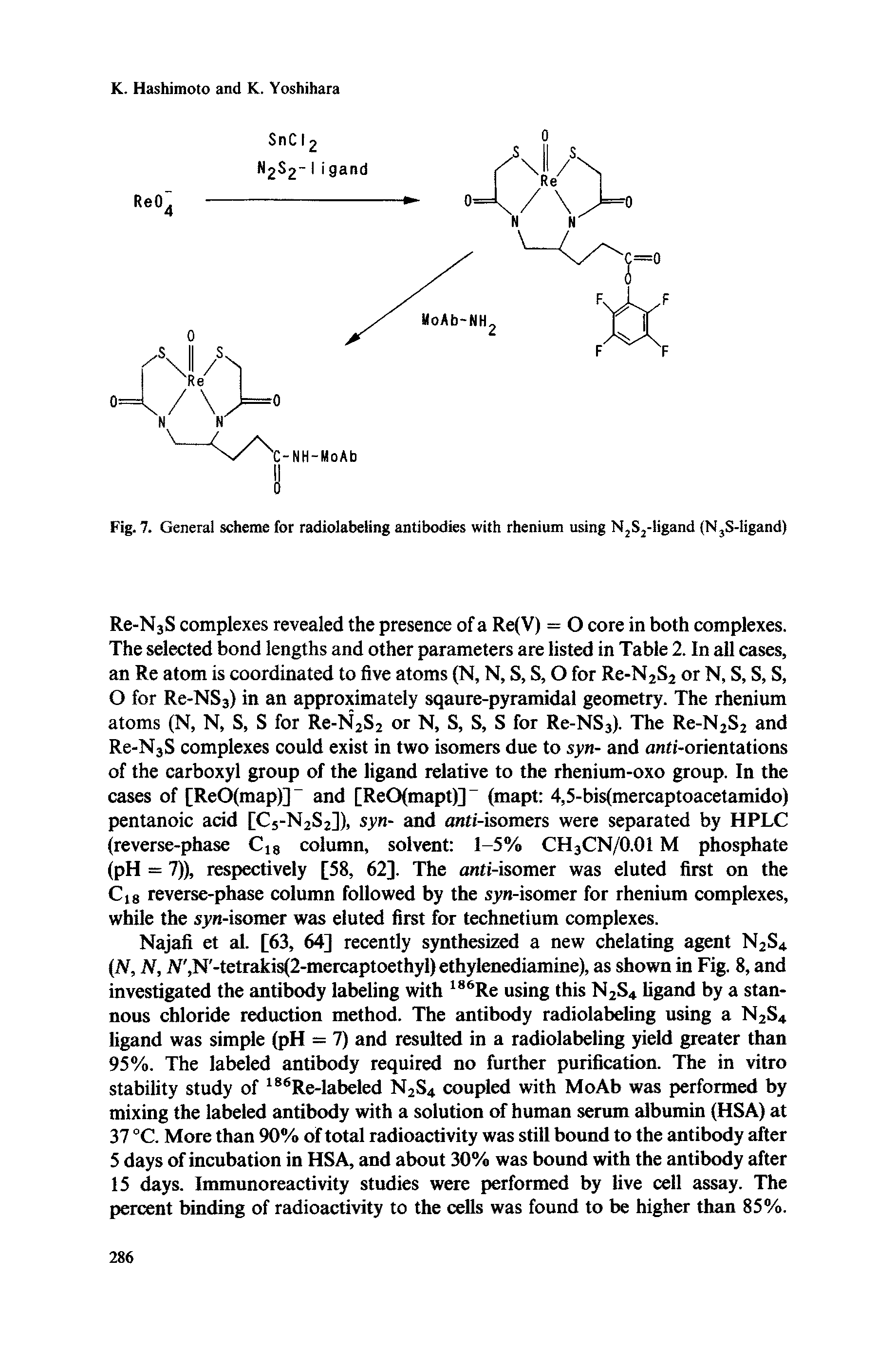 Fig. 7. General scheme for radiolabeling antibodies with rhenium using N2S2-ligand (N3S-ligand)...