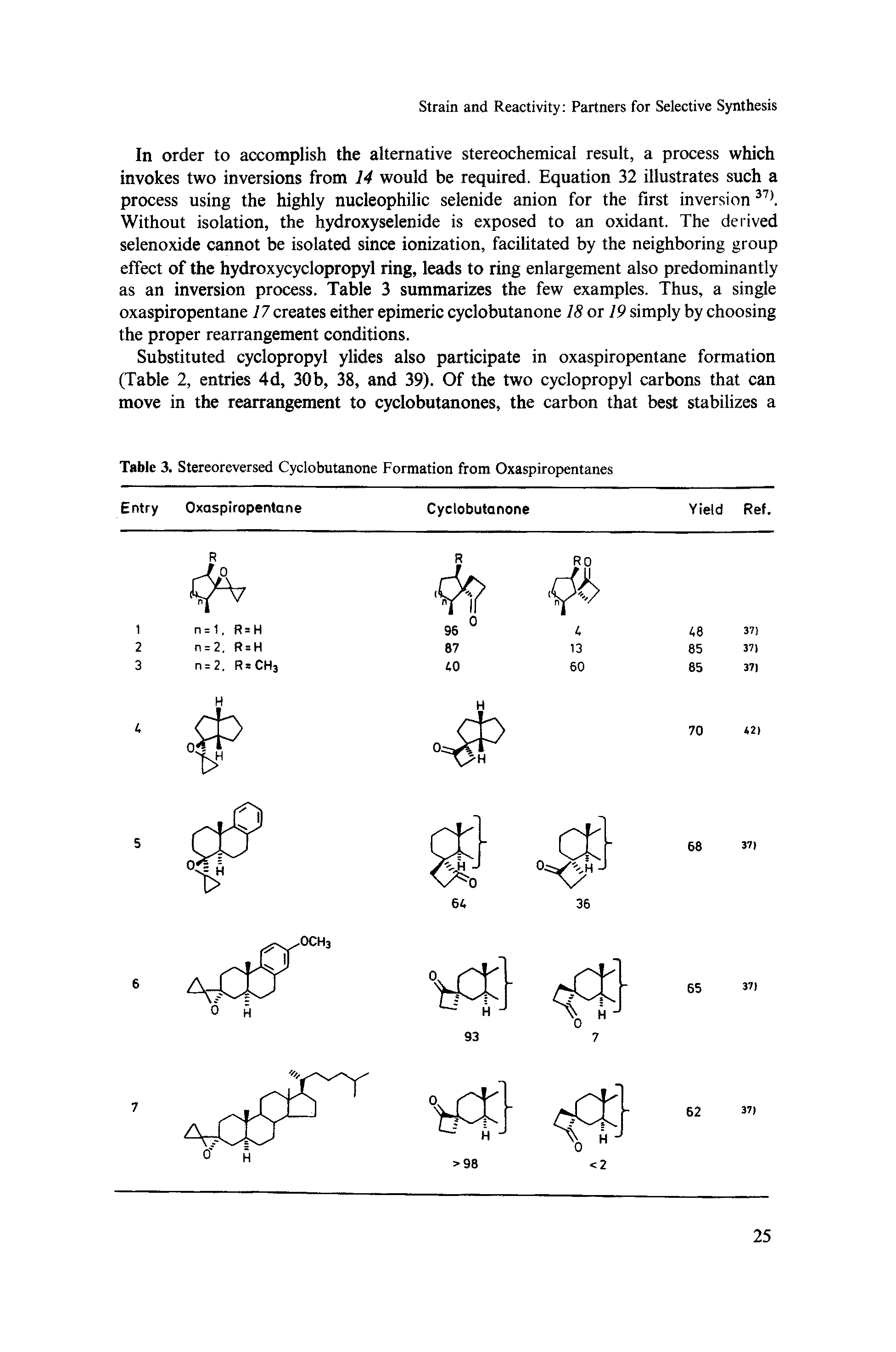 Table 3. Stereoreversed Cyclobutanone Formation from Oxaspiropentanes...