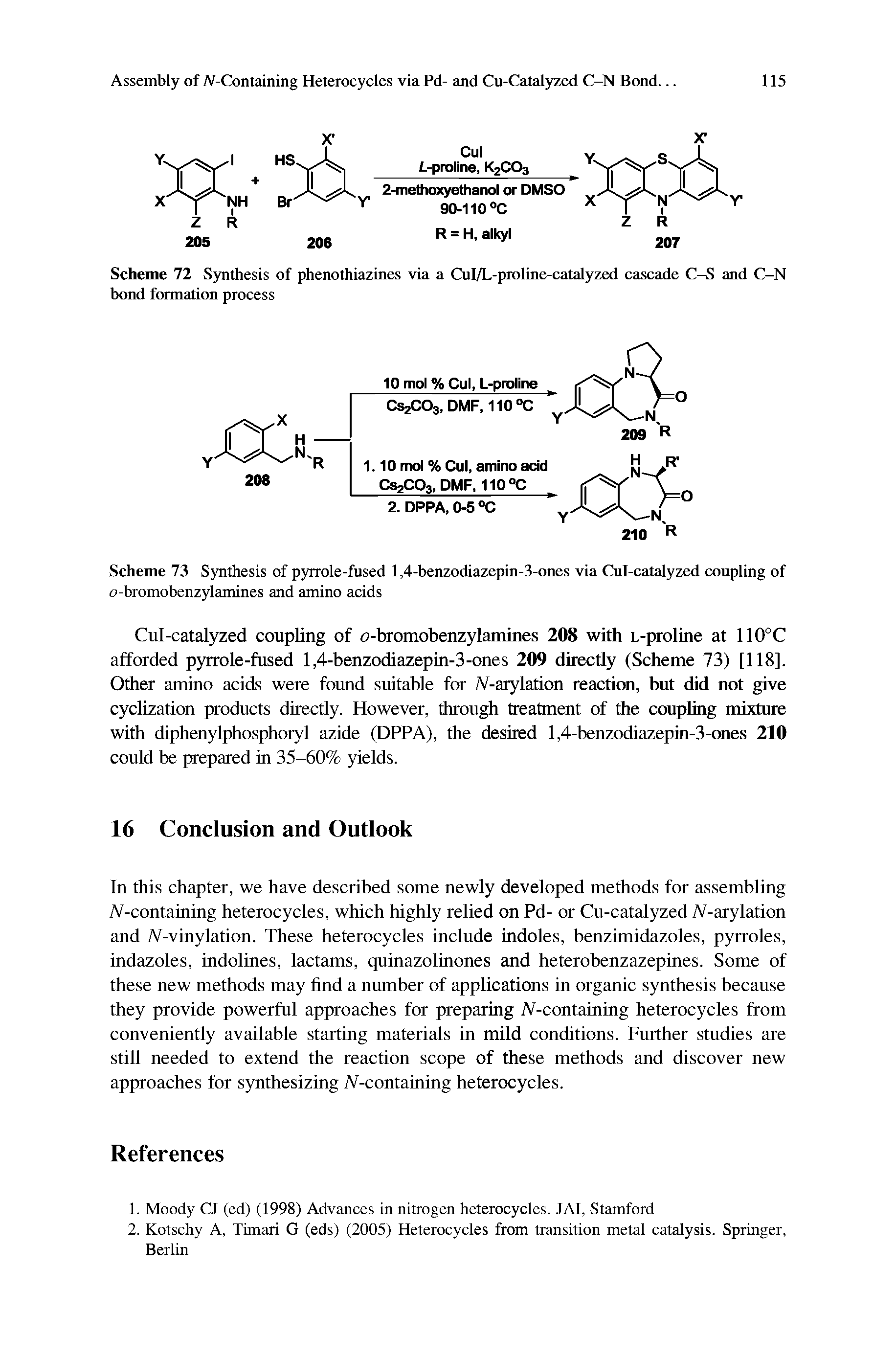 Scheme 72 Synthesis of phenothiazines via a Cul/L-proline-catalyzed cascade C-S and C-N bond framation process...
