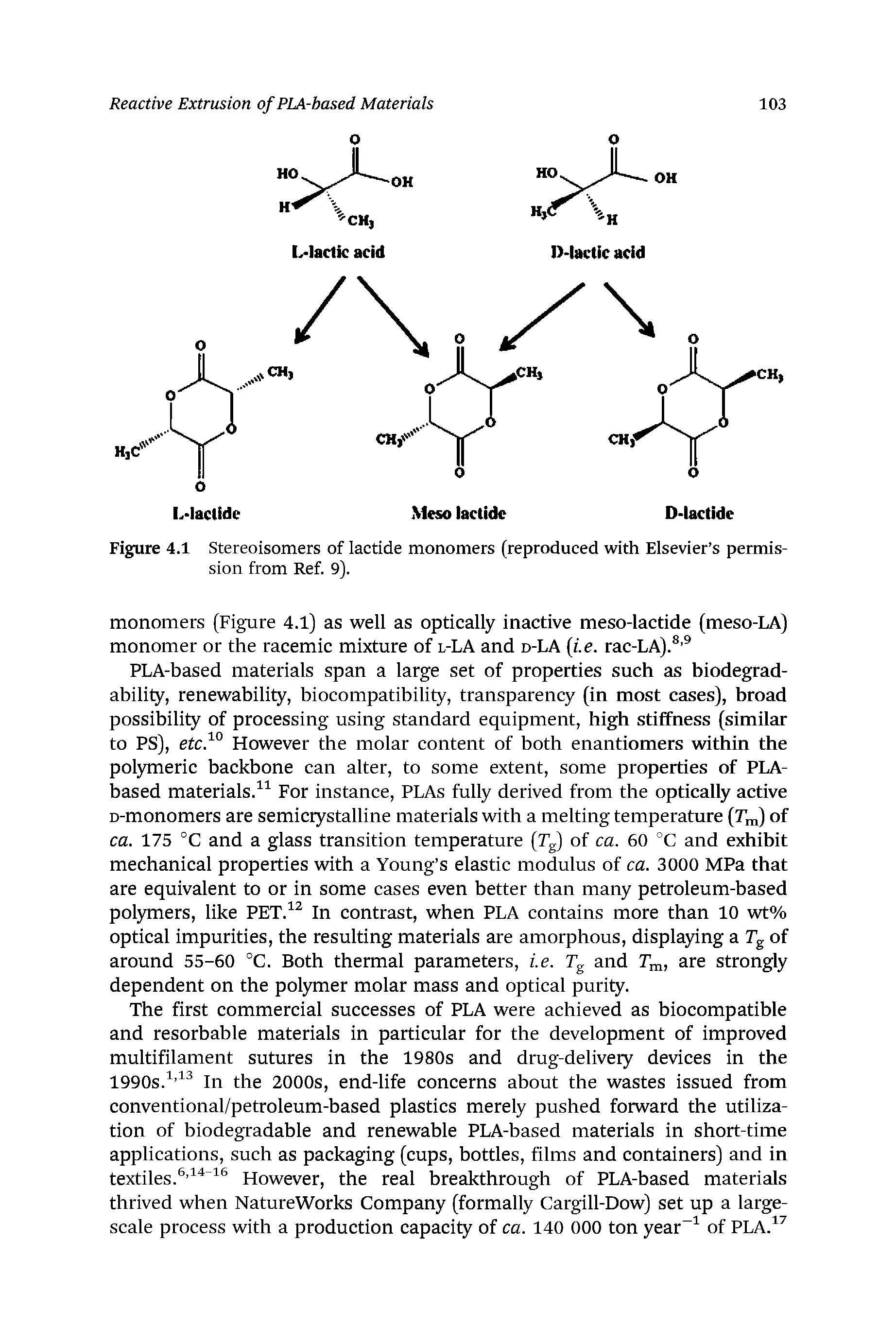 Figure 4.1 Stereoisomers of lactide monomers (reproduced with Elsevier s permission from Ref. 9).